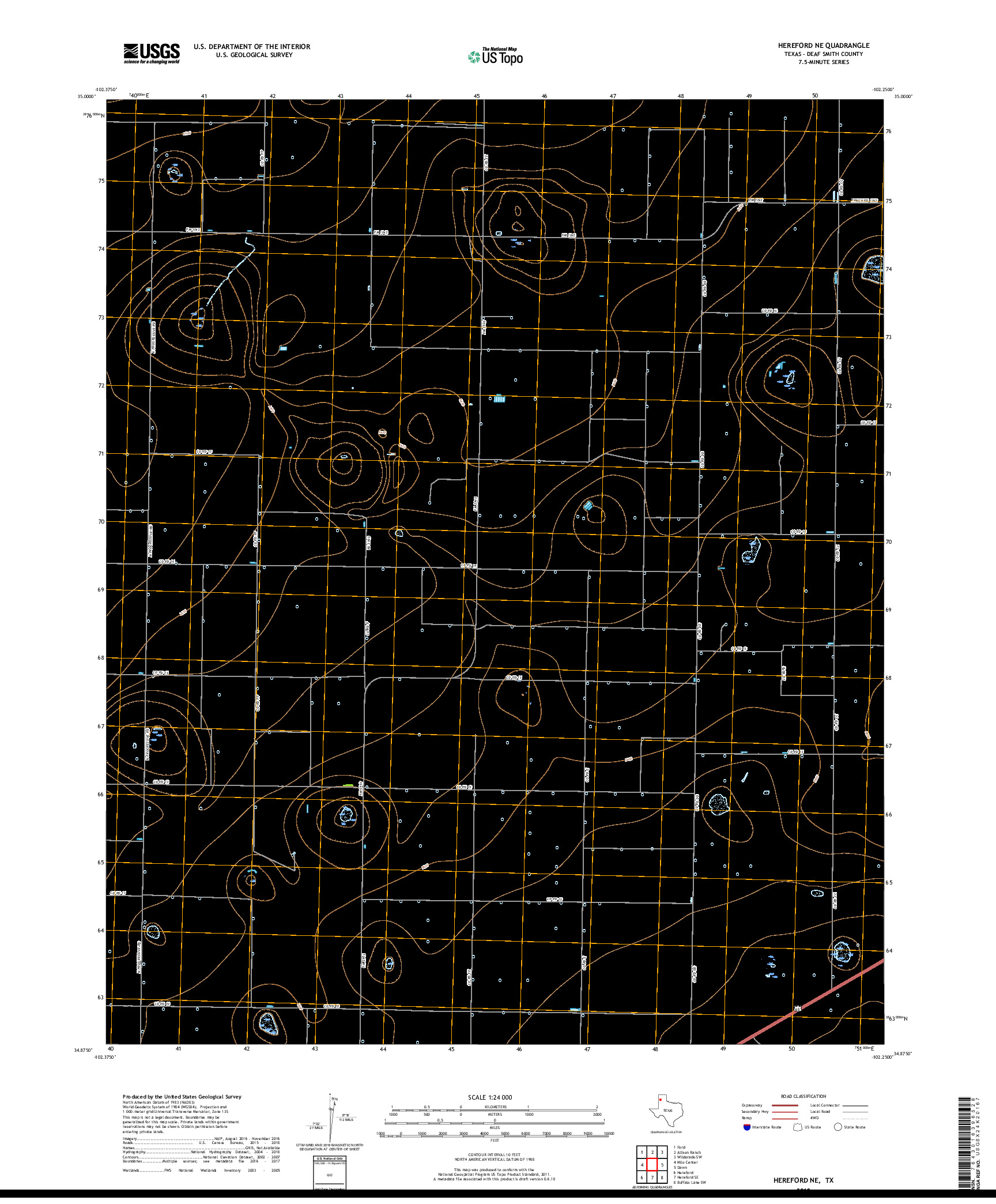 USGS US TOPO 7.5-MINUTE MAP FOR HEREFORD NE, TX 2019