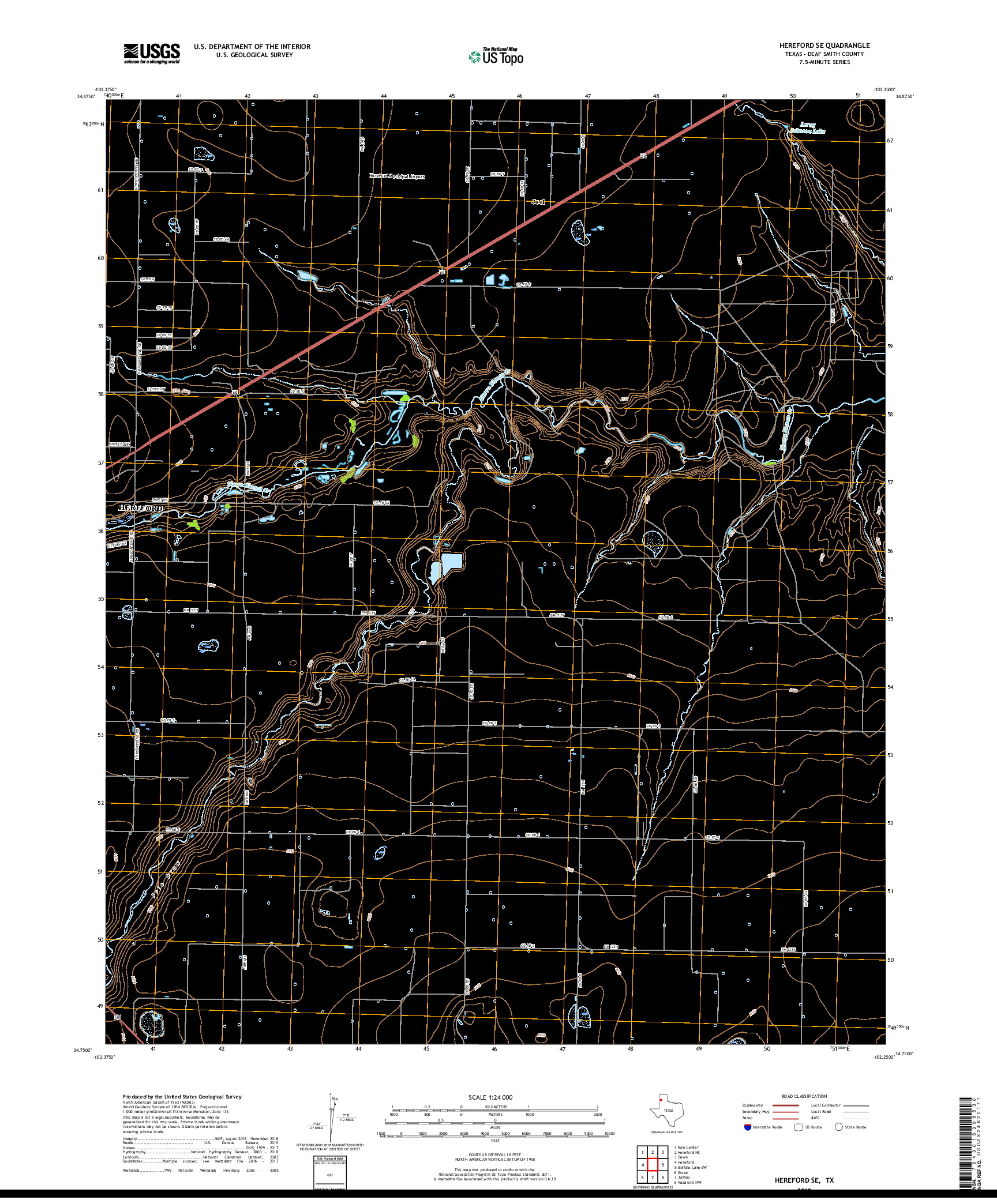 USGS US TOPO 7.5-MINUTE MAP FOR HEREFORD SE, TX 2019