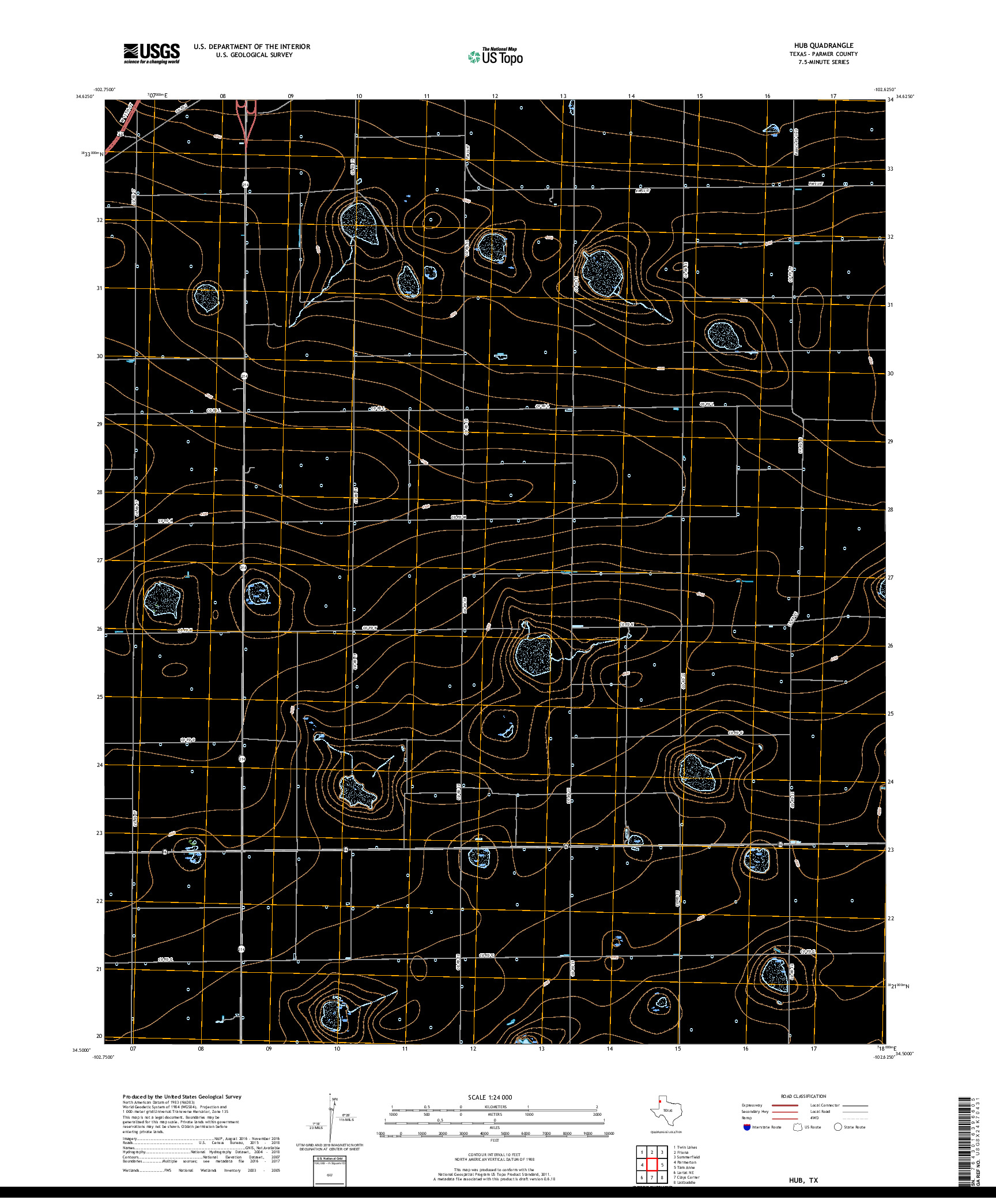 USGS US TOPO 7.5-MINUTE MAP FOR HUB, TX 2019