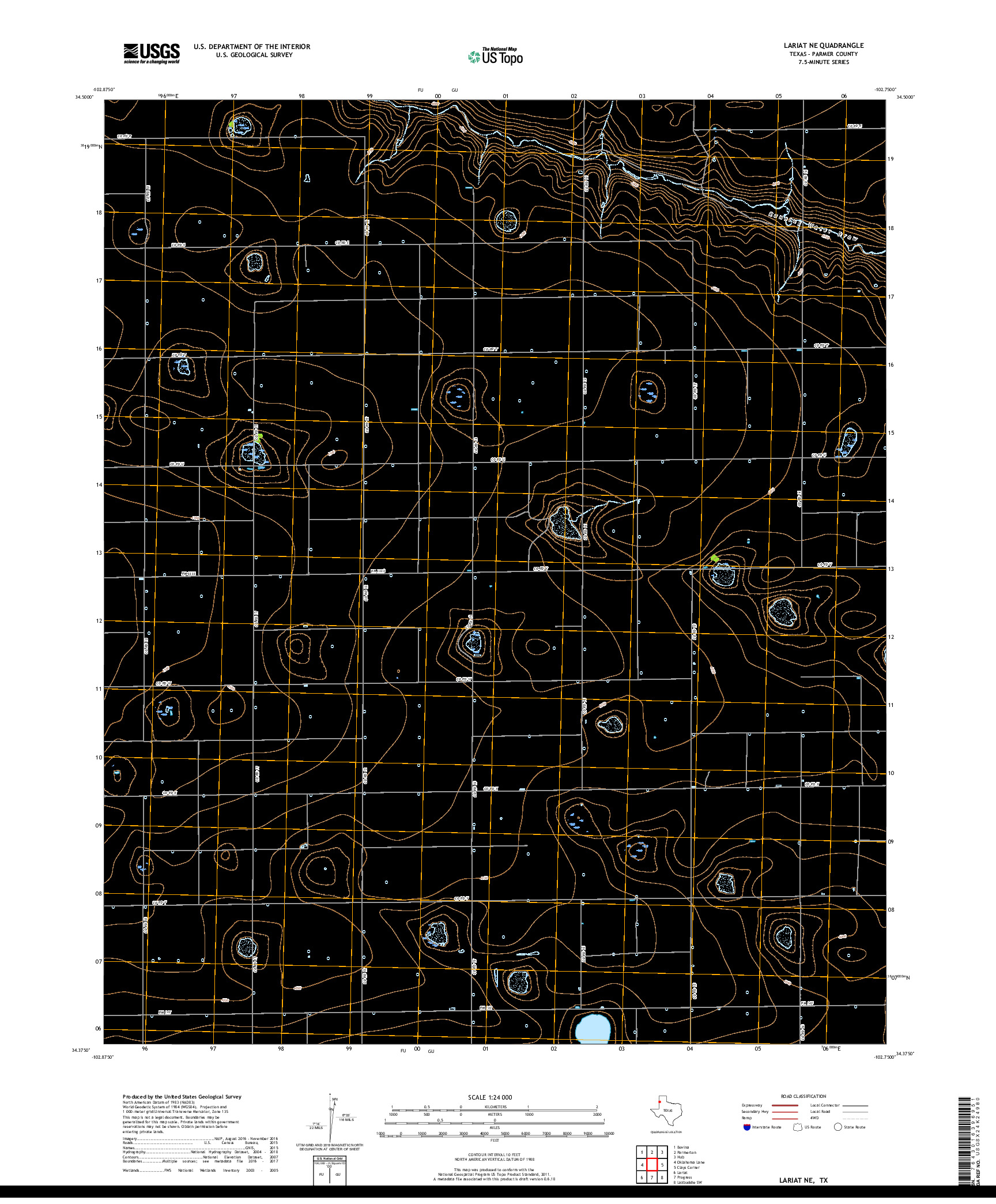 USGS US TOPO 7.5-MINUTE MAP FOR LARIAT NE, TX 2019