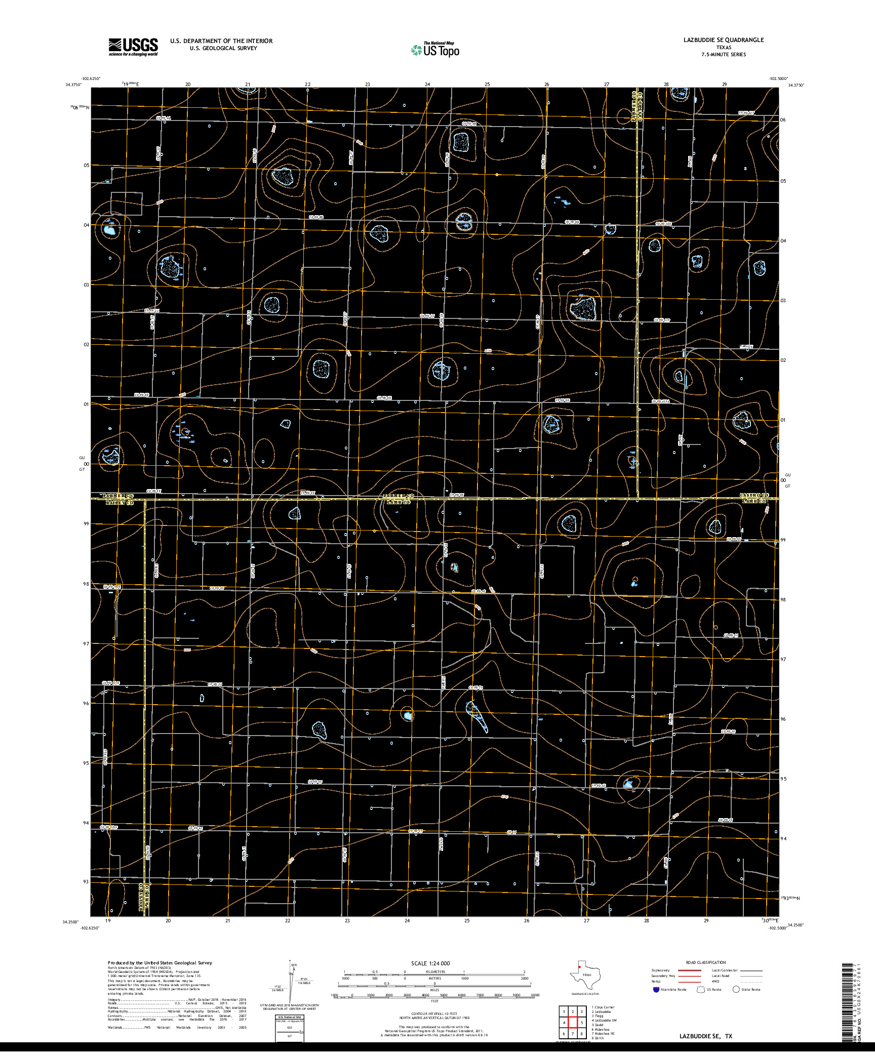 USGS US TOPO 7.5-MINUTE MAP FOR LAZBUDDIE SE, TX 2019