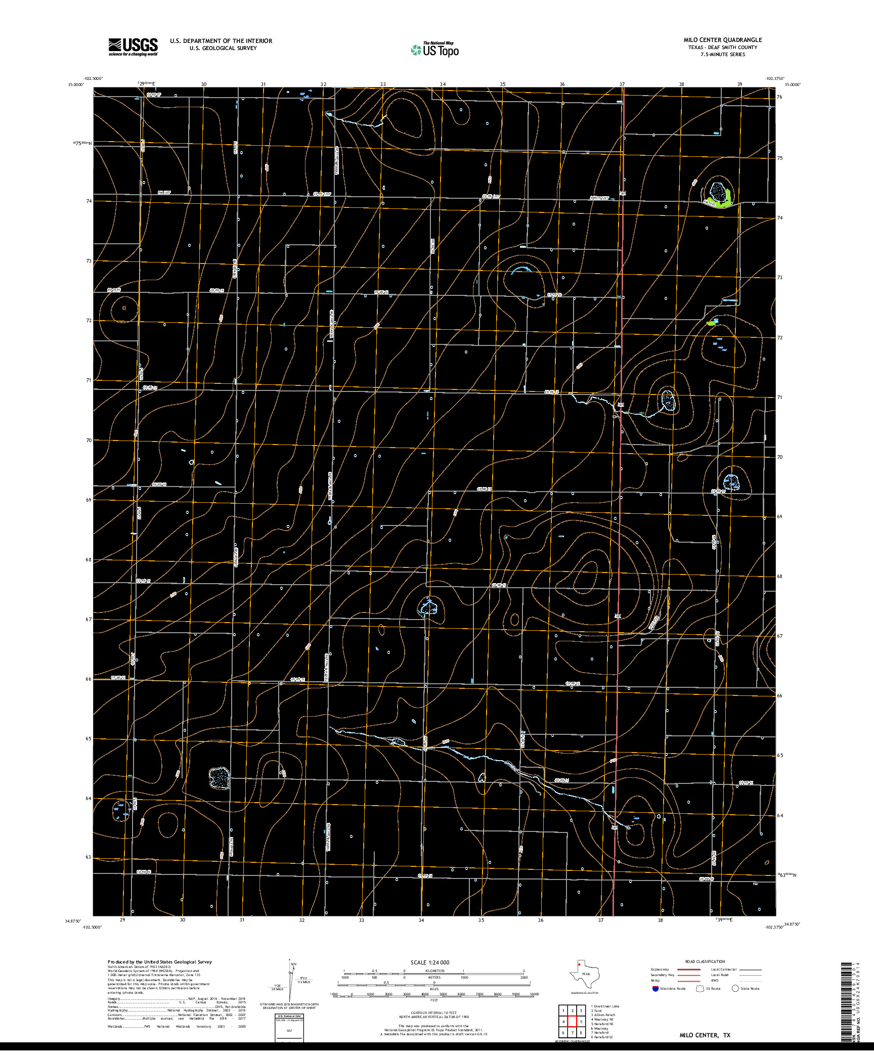 USGS US TOPO 7.5-MINUTE MAP FOR MILO CENTER, TX 2019