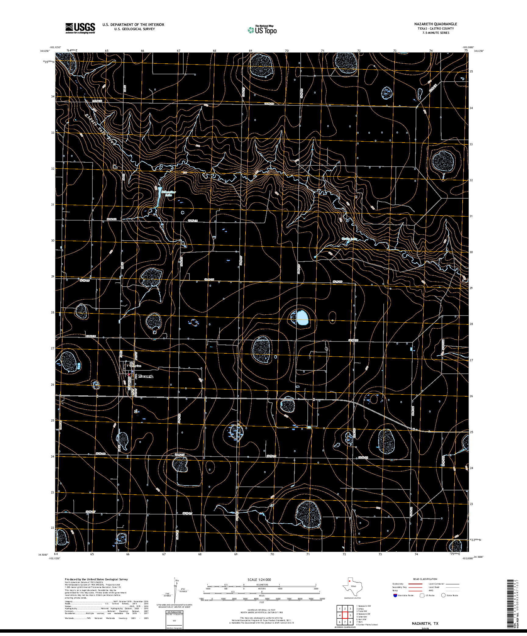 USGS US TOPO 7.5-MINUTE MAP FOR NAZARETH, TX 2019