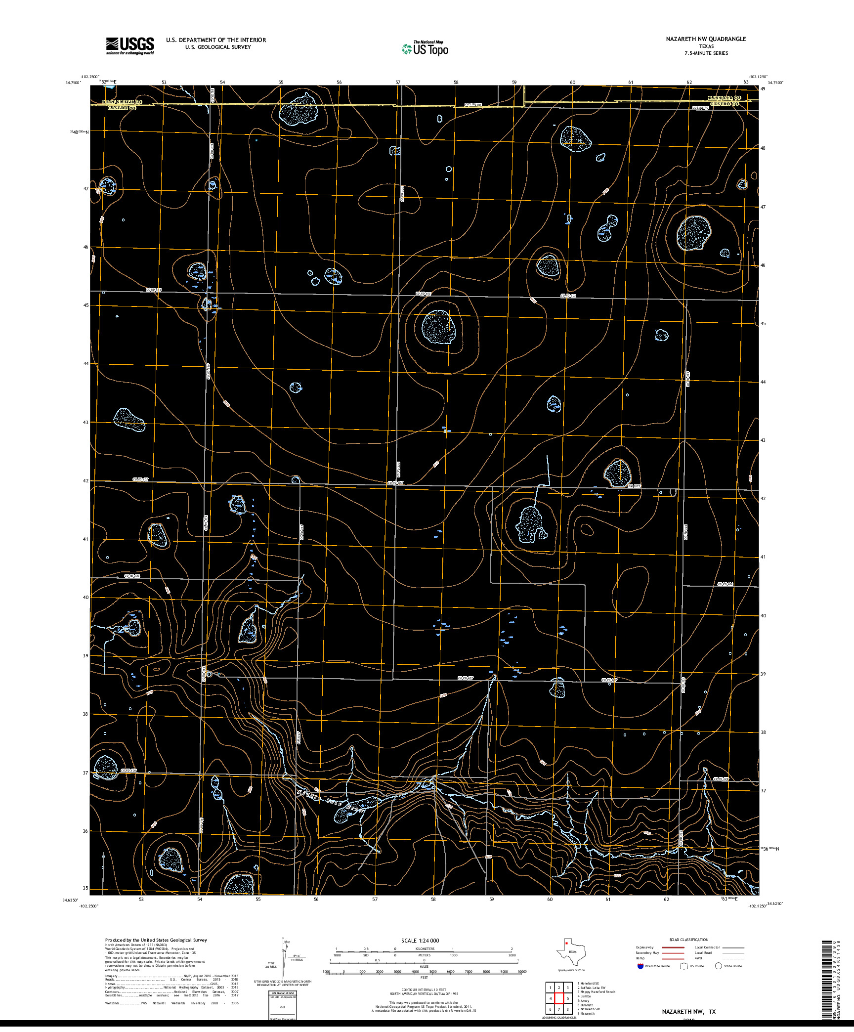 USGS US TOPO 7.5-MINUTE MAP FOR NAZARETH NW, TX 2019