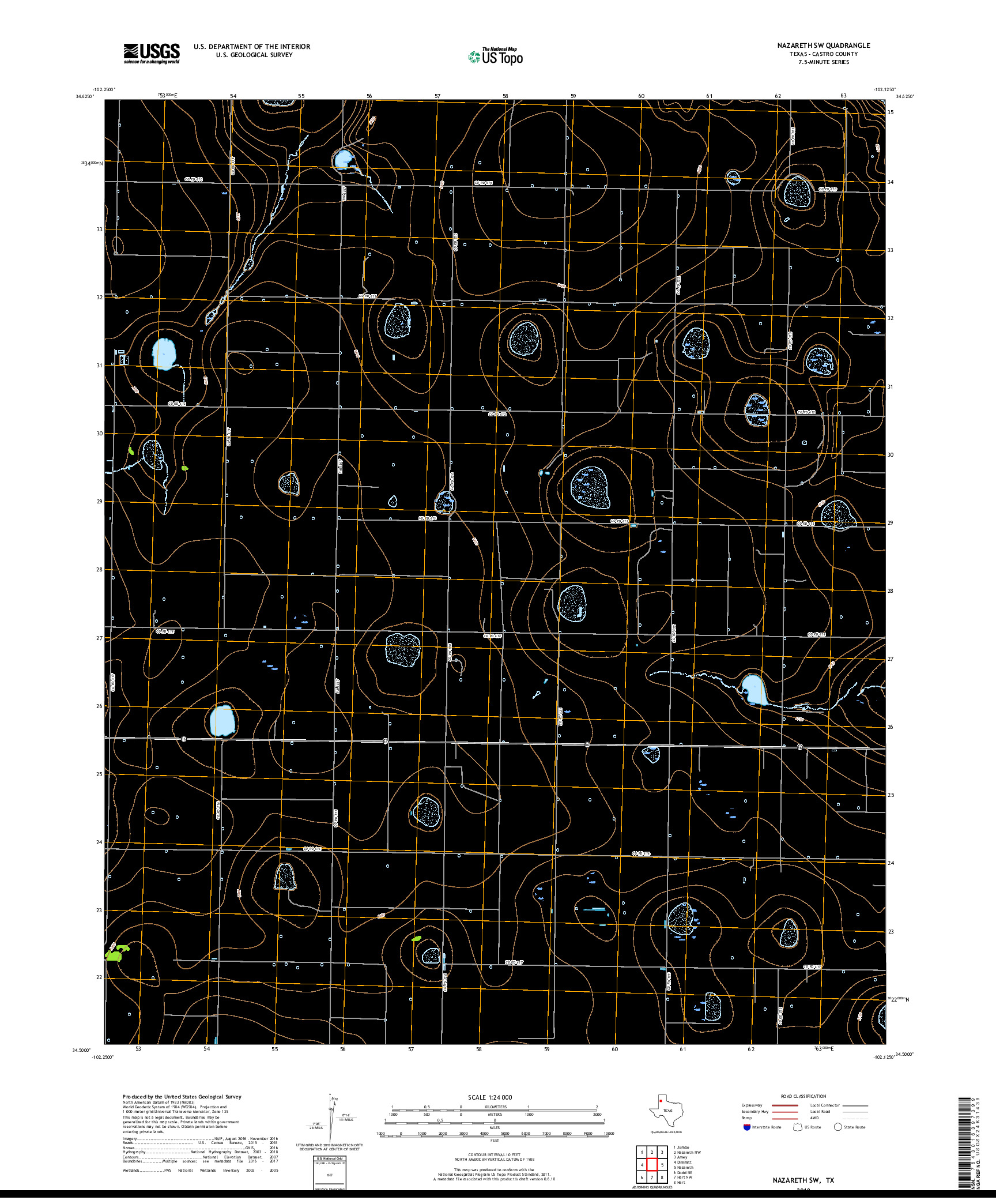 USGS US TOPO 7.5-MINUTE MAP FOR NAZARETH SW, TX 2019