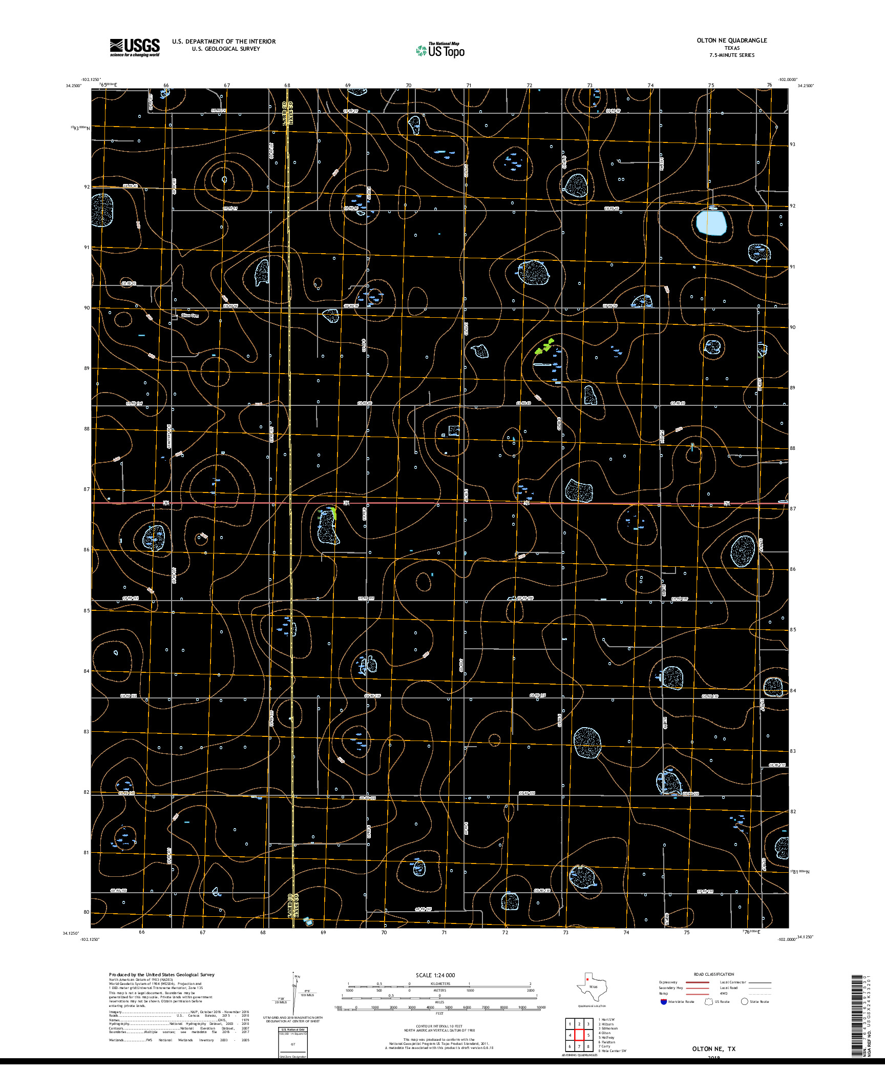 USGS US TOPO 7.5-MINUTE MAP FOR OLTON NE, TX 2019