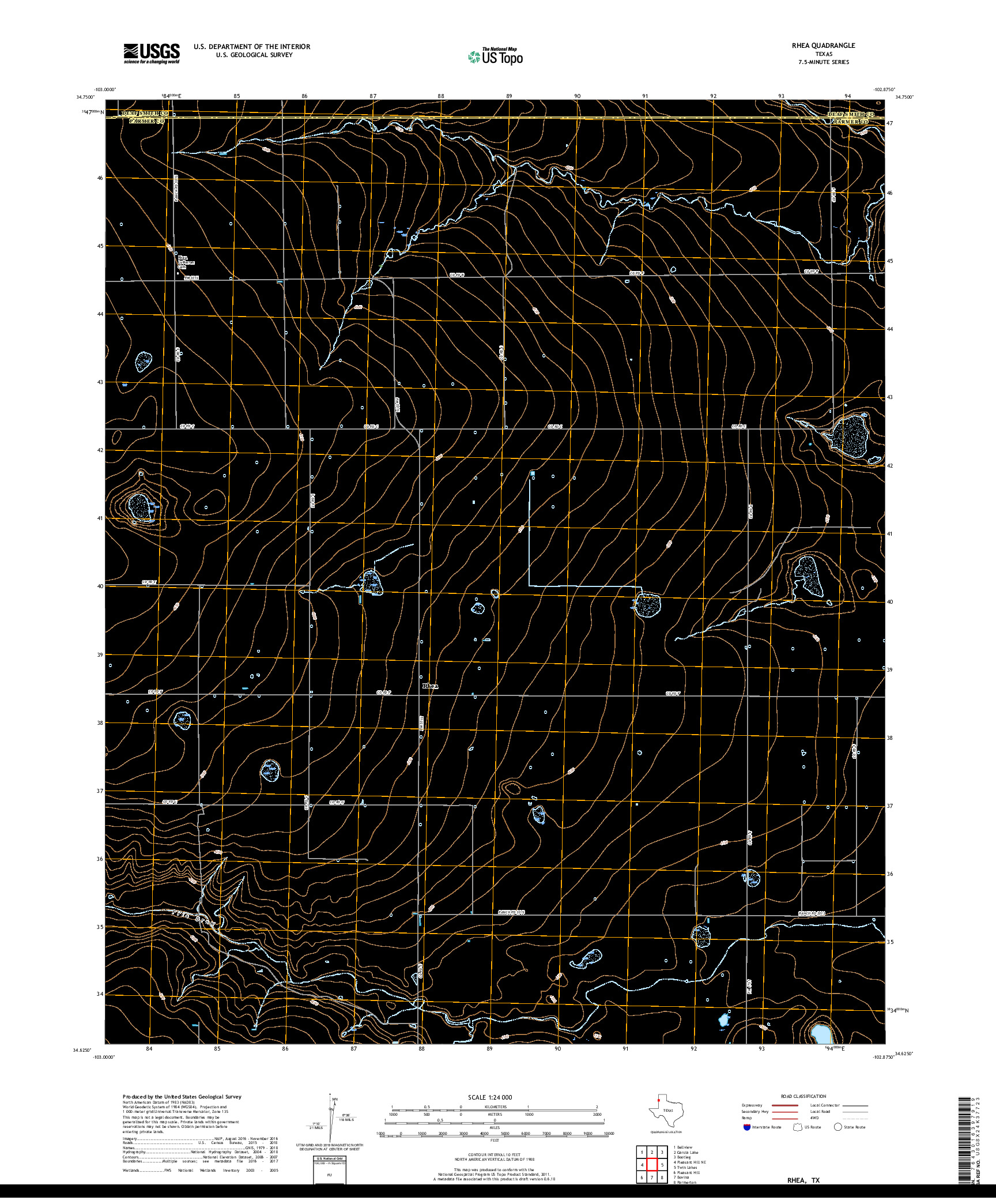 USGS US TOPO 7.5-MINUTE MAP FOR RHEA, TX 2019