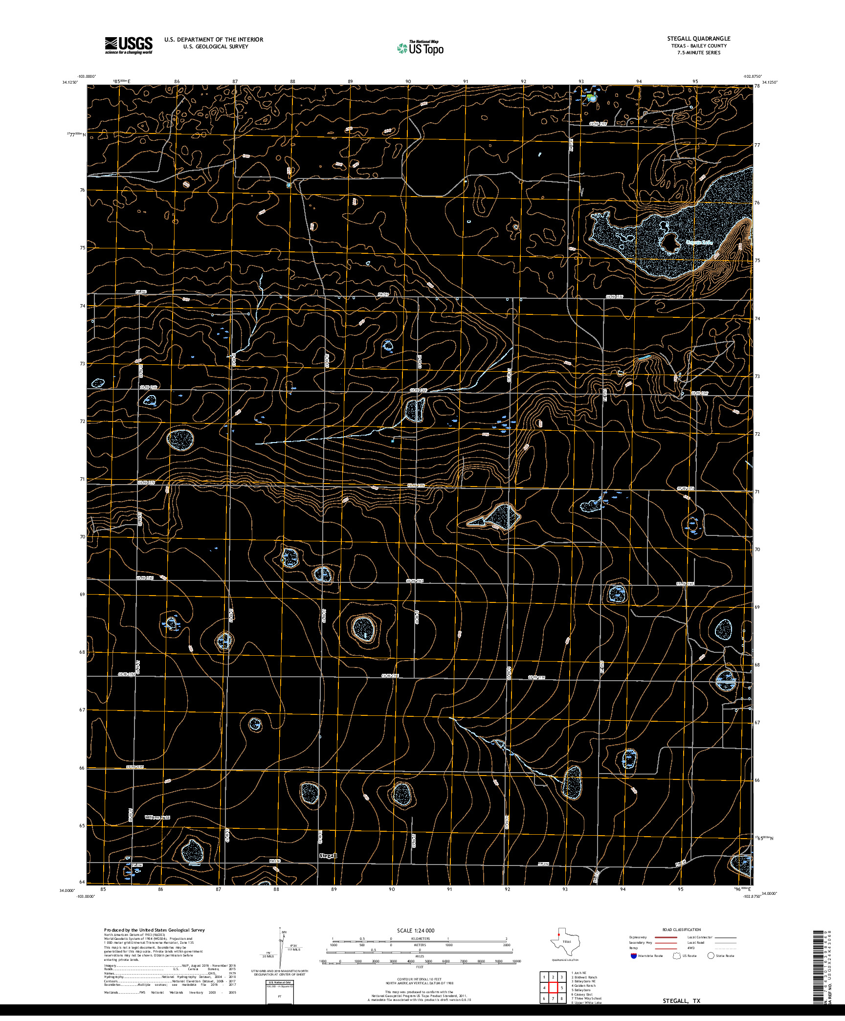 USGS US TOPO 7.5-MINUTE MAP FOR STEGALL, TX 2019