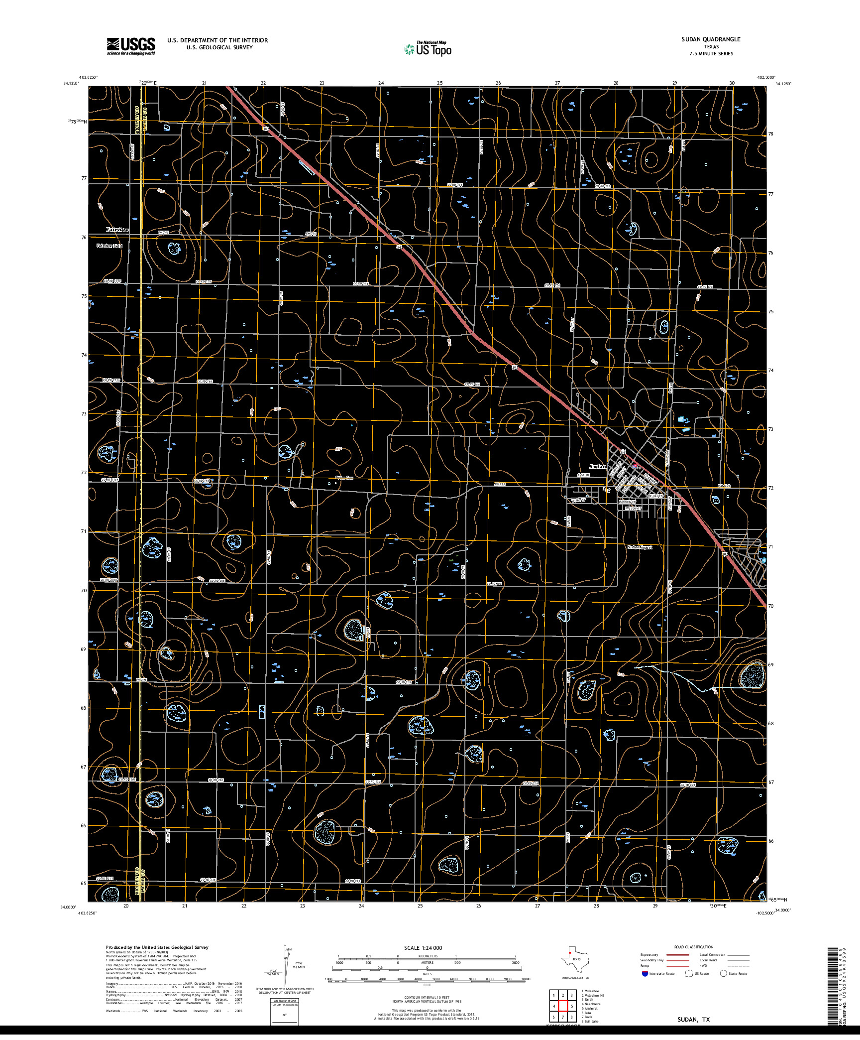 USGS US TOPO 7.5-MINUTE MAP FOR SUDAN, TX 2019