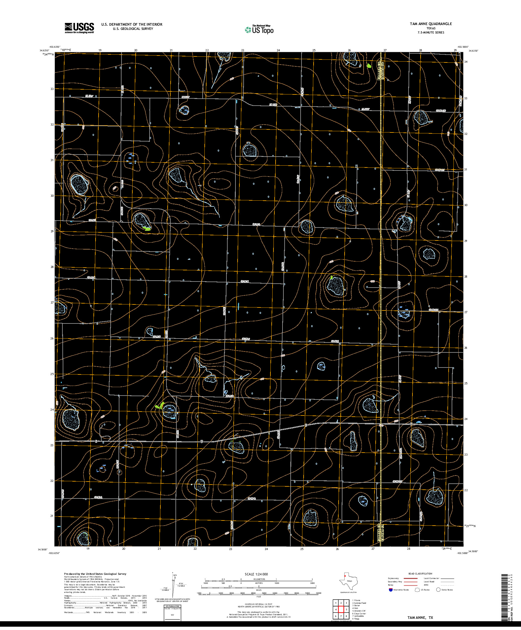 USGS US TOPO 7.5-MINUTE MAP FOR TAM ANNE, TX 2019