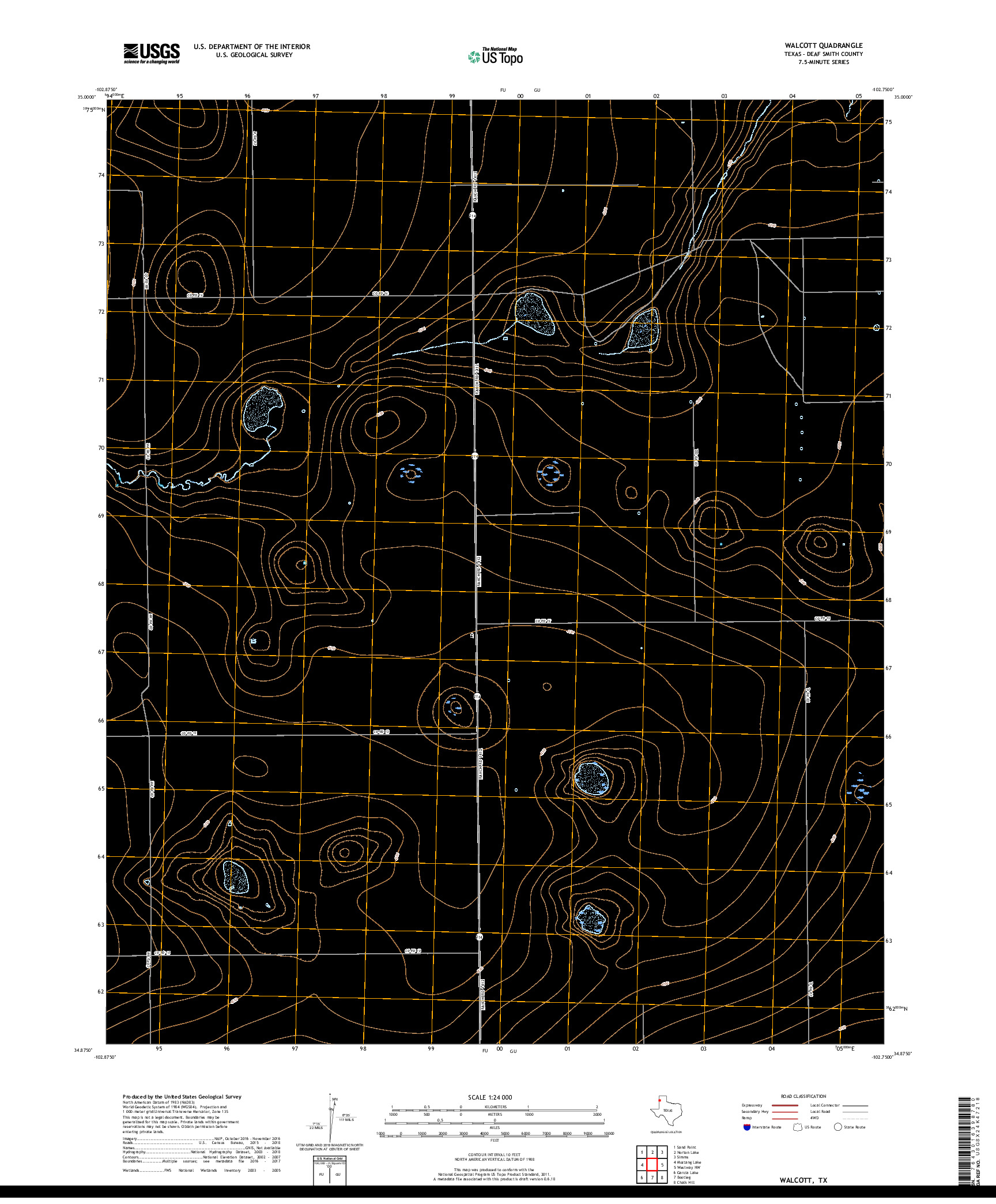USGS US TOPO 7.5-MINUTE MAP FOR WALCOTT, TX 2019