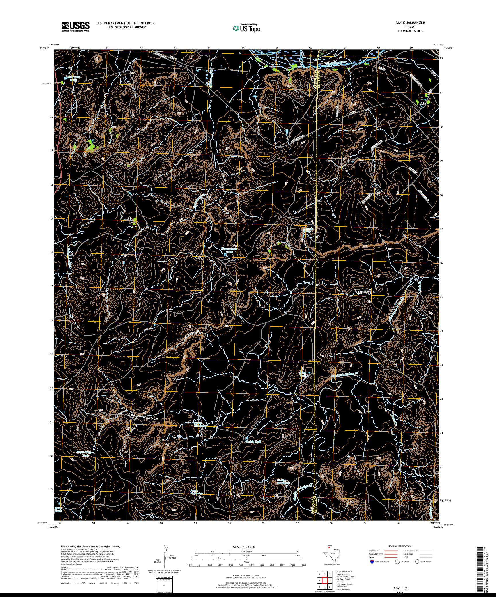 USGS US TOPO 7.5-MINUTE MAP FOR ADY, TX 2019