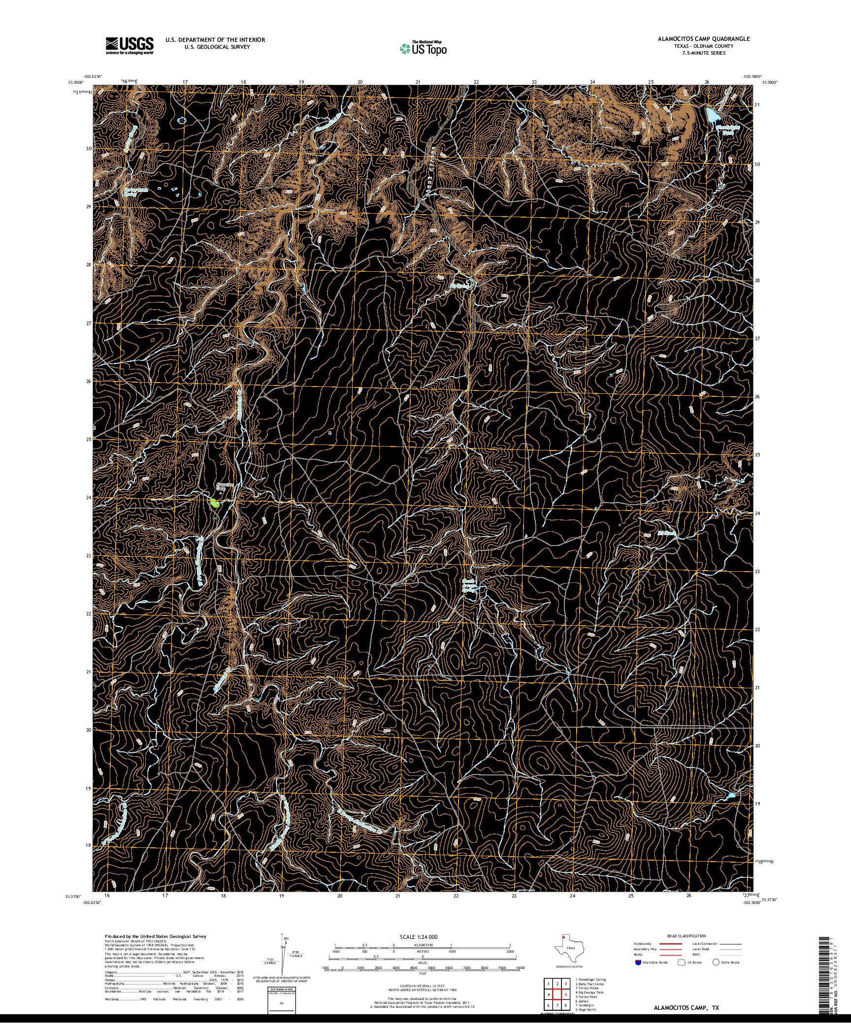 USGS US TOPO 7.5-MINUTE MAP FOR ALAMOCITOS CAMP, TX 2019
