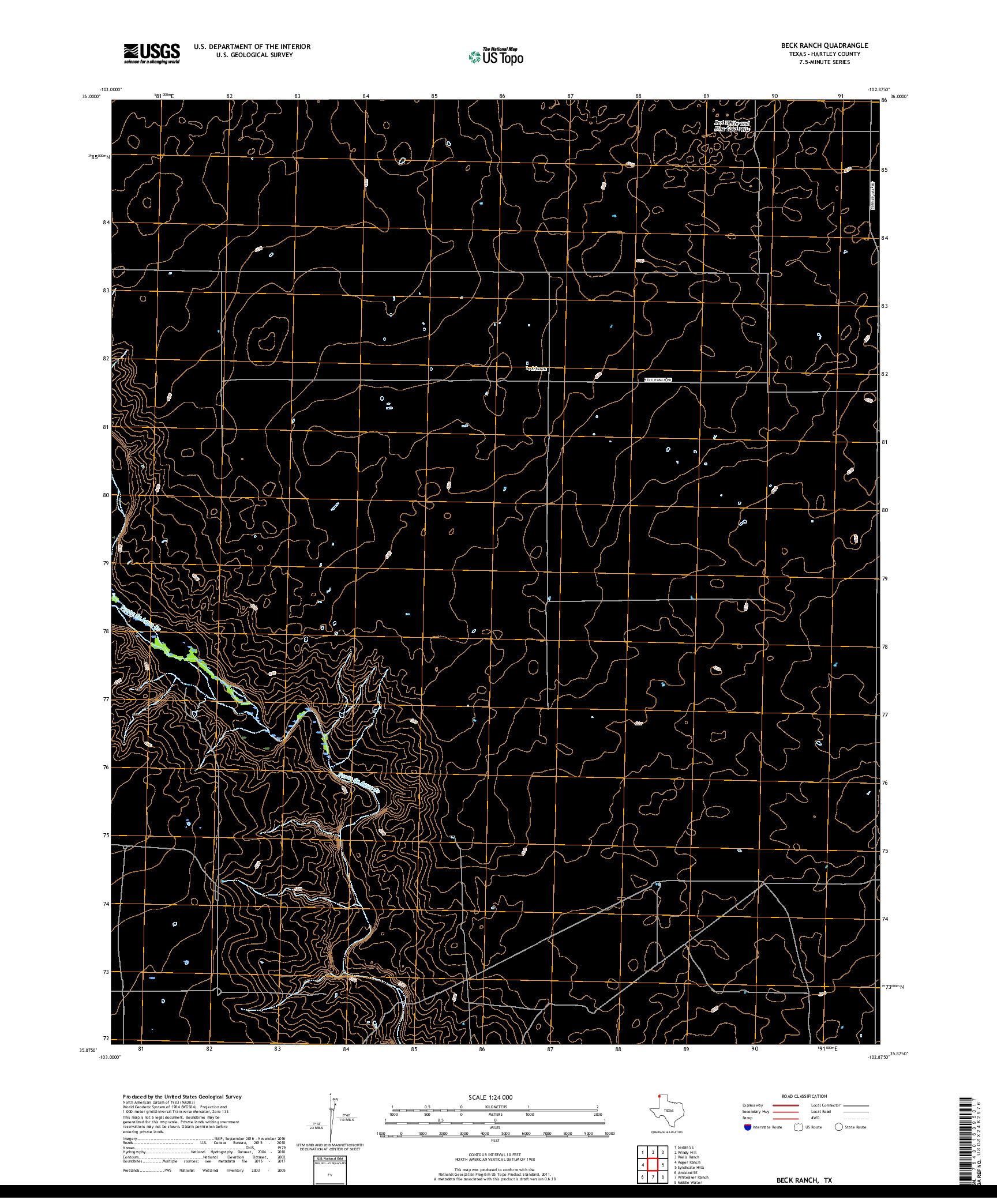 USGS US TOPO 7.5-MINUTE MAP FOR BECK RANCH, TX 2019