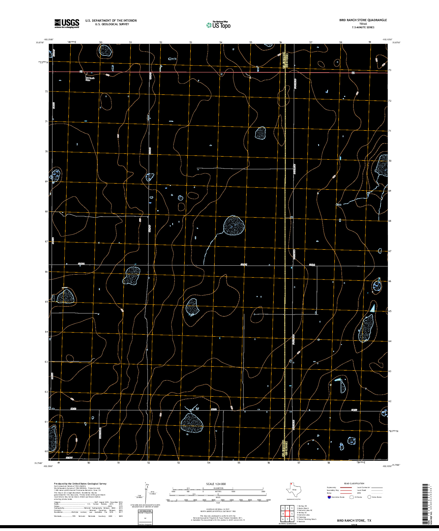 USGS US TOPO 7.5-MINUTE MAP FOR BIRD RANCH STORE, TX 2019