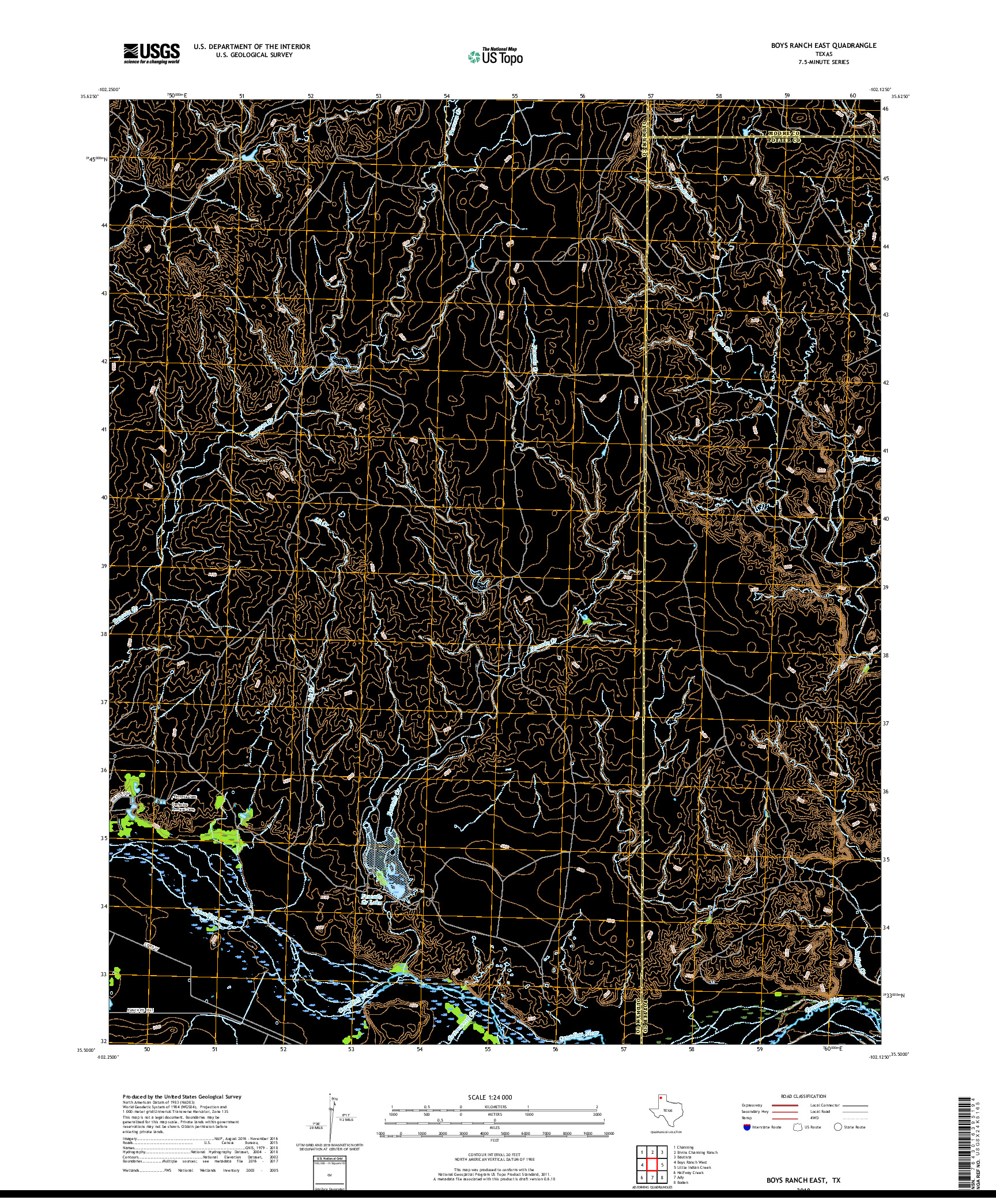 USGS US TOPO 7.5-MINUTE MAP FOR BOYS RANCH EAST, TX 2019