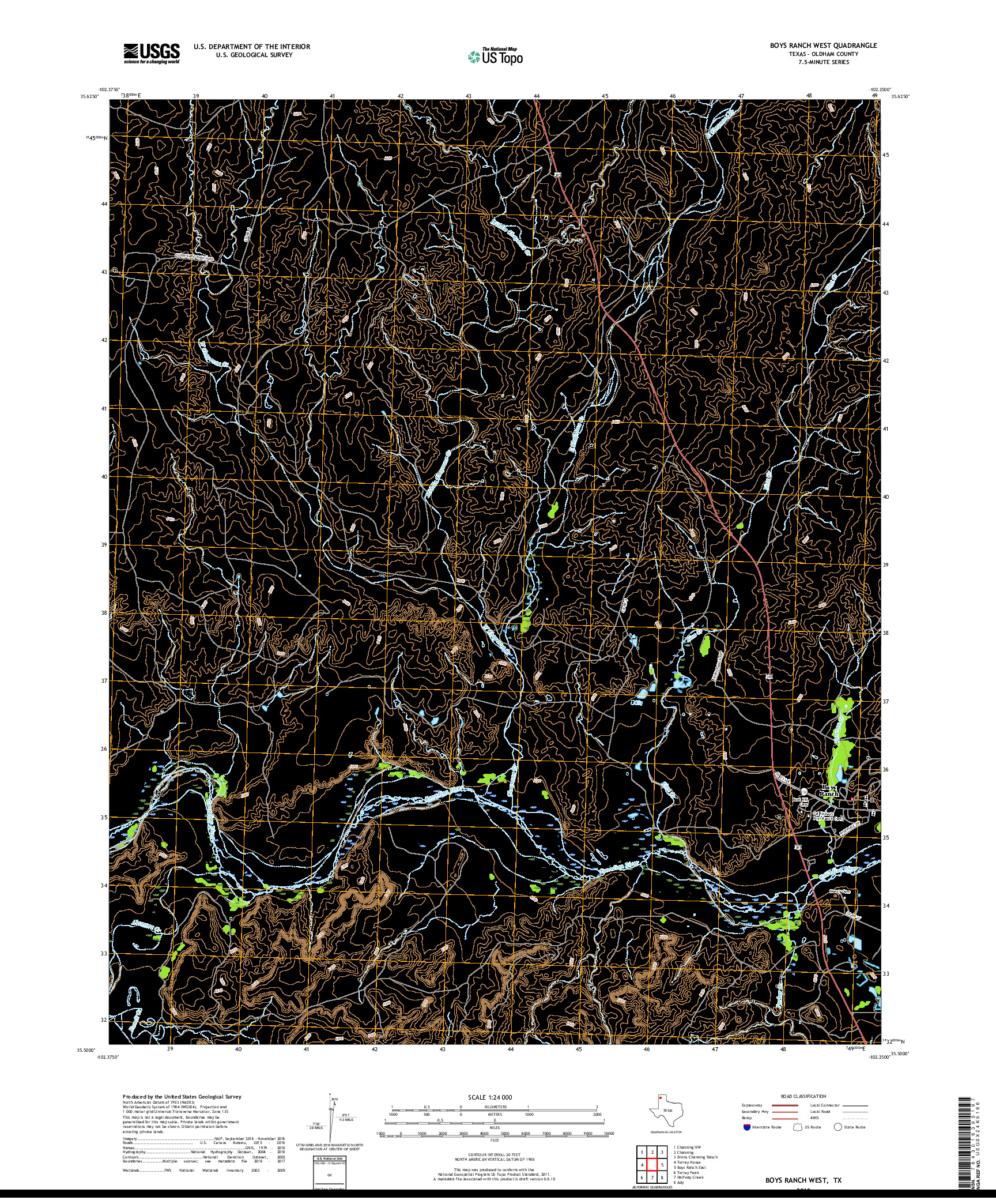 USGS US TOPO 7.5-MINUTE MAP FOR BOYS RANCH WEST, TX 2019