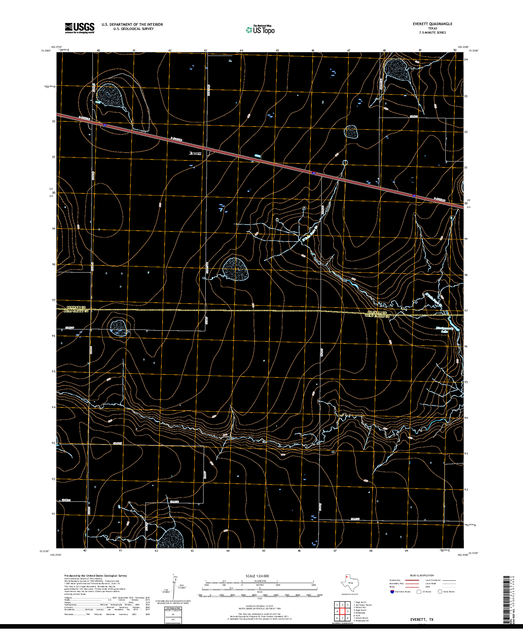 USGS US TOPO 7.5-MINUTE MAP FOR EVERETT, TX 2019