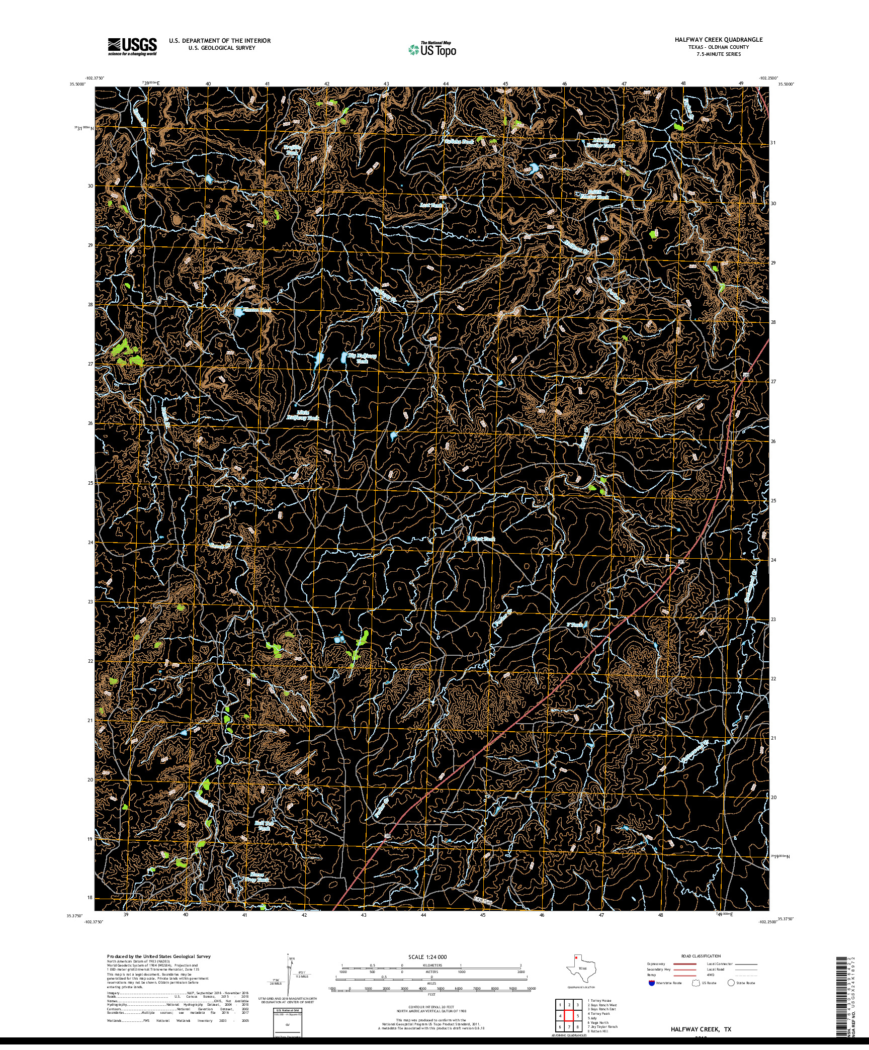 USGS US TOPO 7.5-MINUTE MAP FOR HALFWAY CREEK, TX 2019