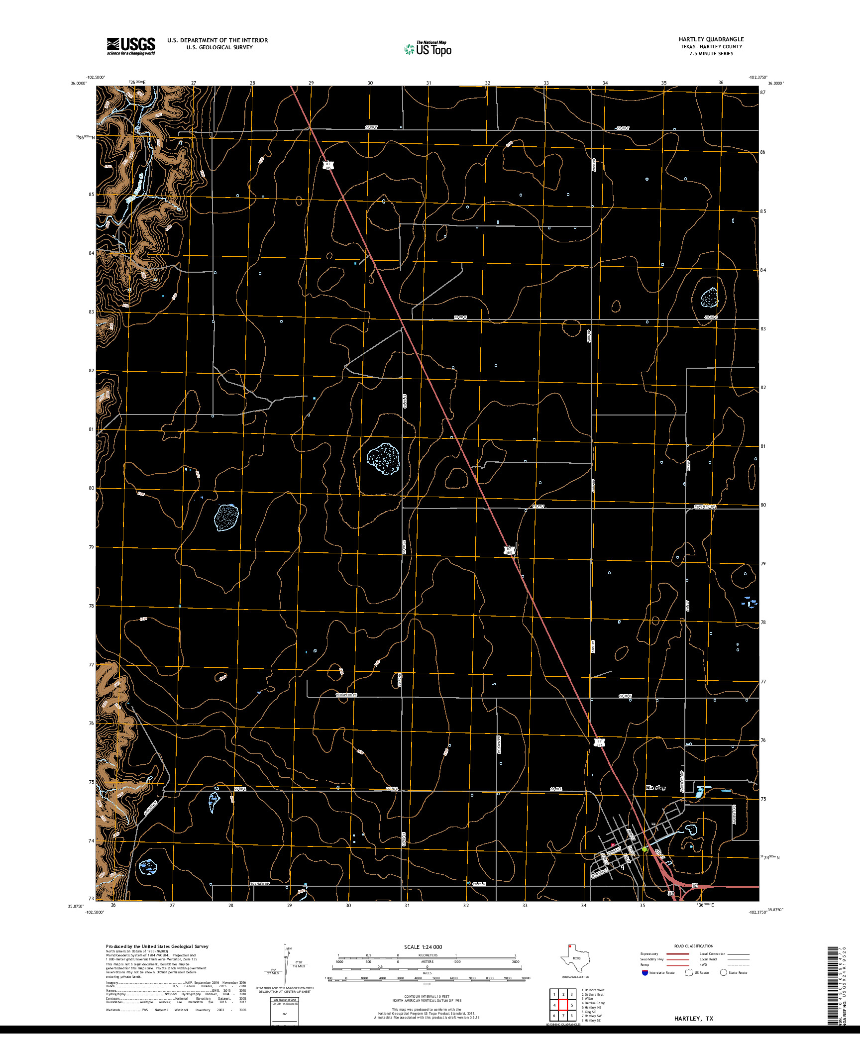 USGS US TOPO 7.5-MINUTE MAP FOR HARTLEY, TX 2019