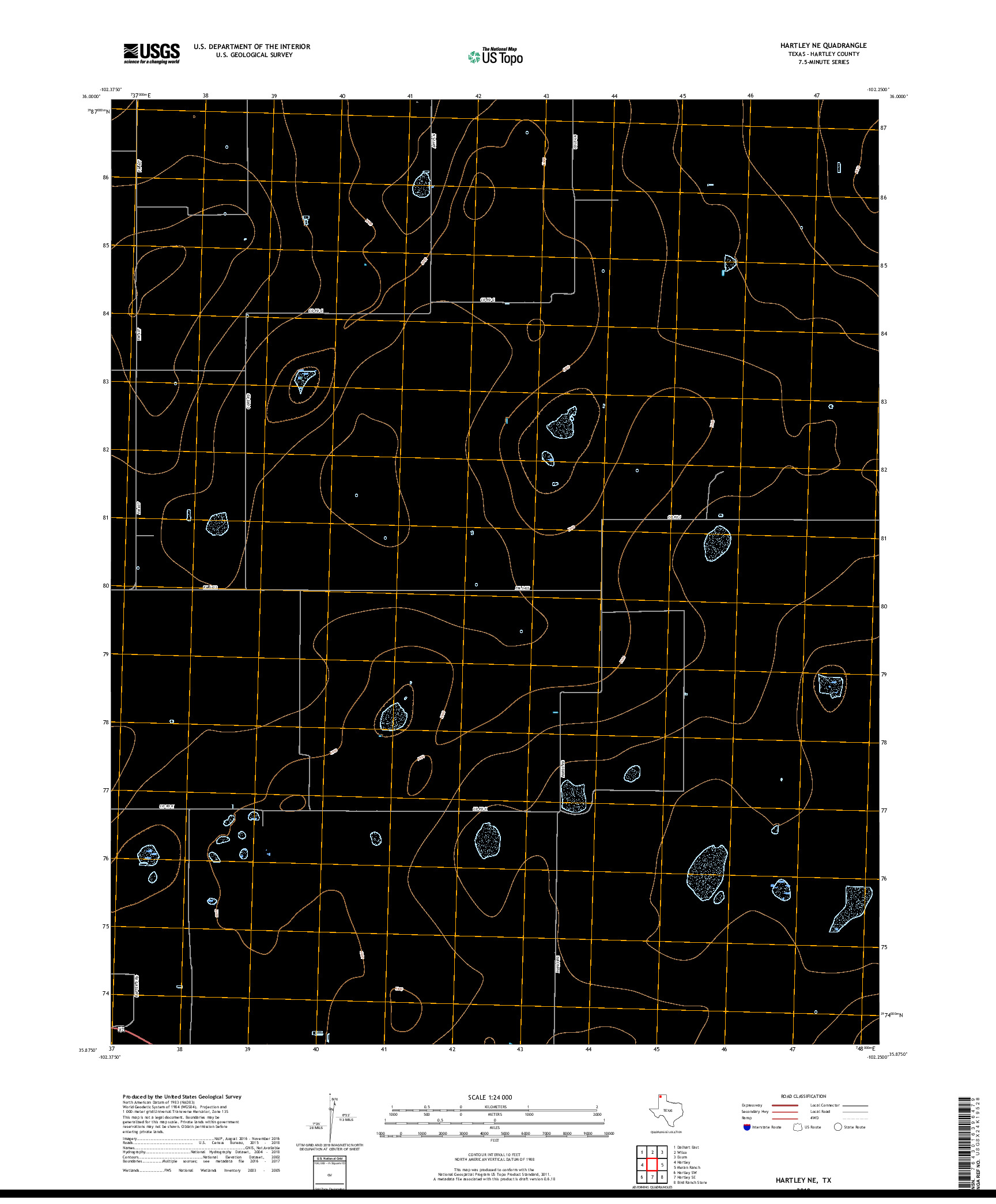 USGS US TOPO 7.5-MINUTE MAP FOR HARTLEY NE, TX 2019