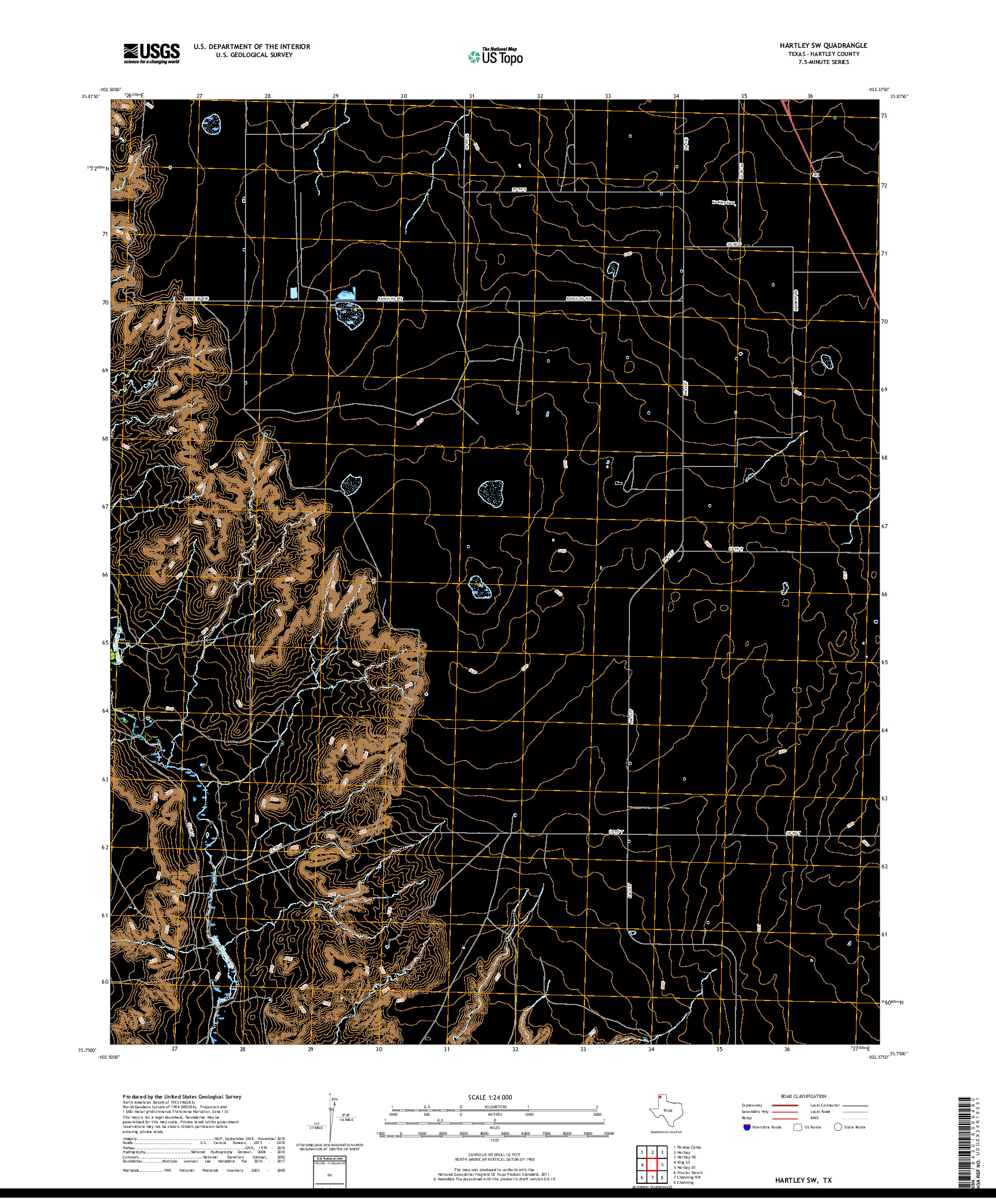 USGS US TOPO 7.5-MINUTE MAP FOR HARTLEY SW, TX 2019