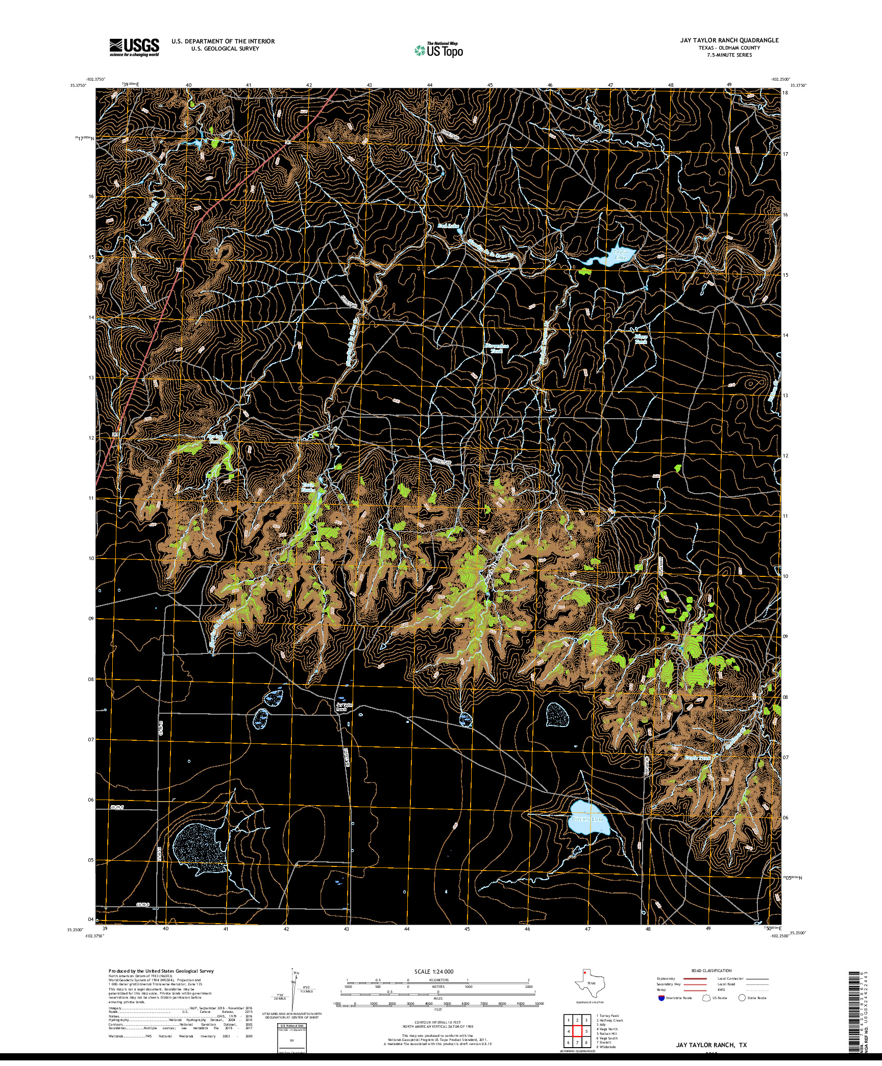 USGS US TOPO 7.5-MINUTE MAP FOR JAY TAYLOR RANCH, TX 2019