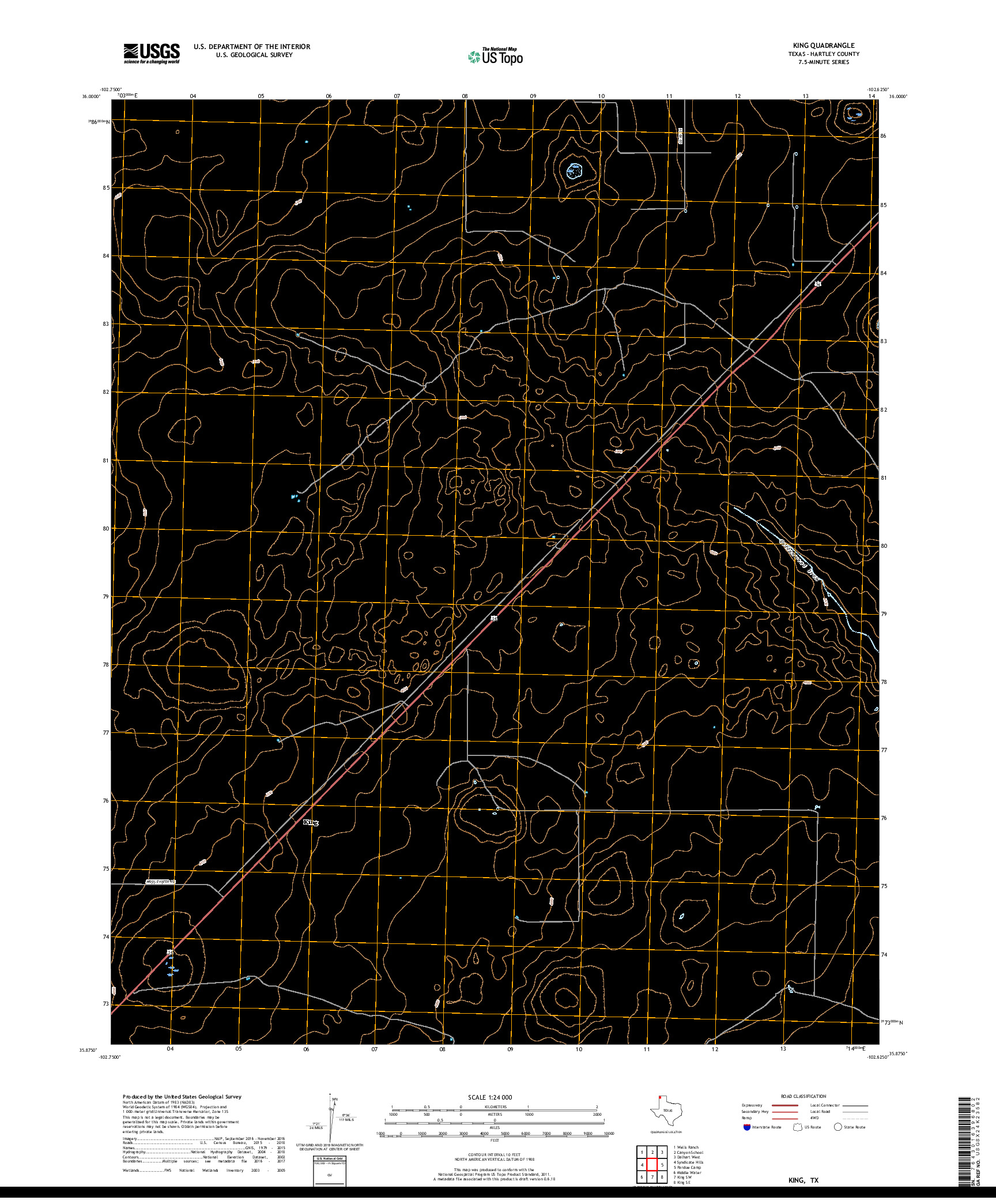 USGS US TOPO 7.5-MINUTE MAP FOR KING, TX 2019
