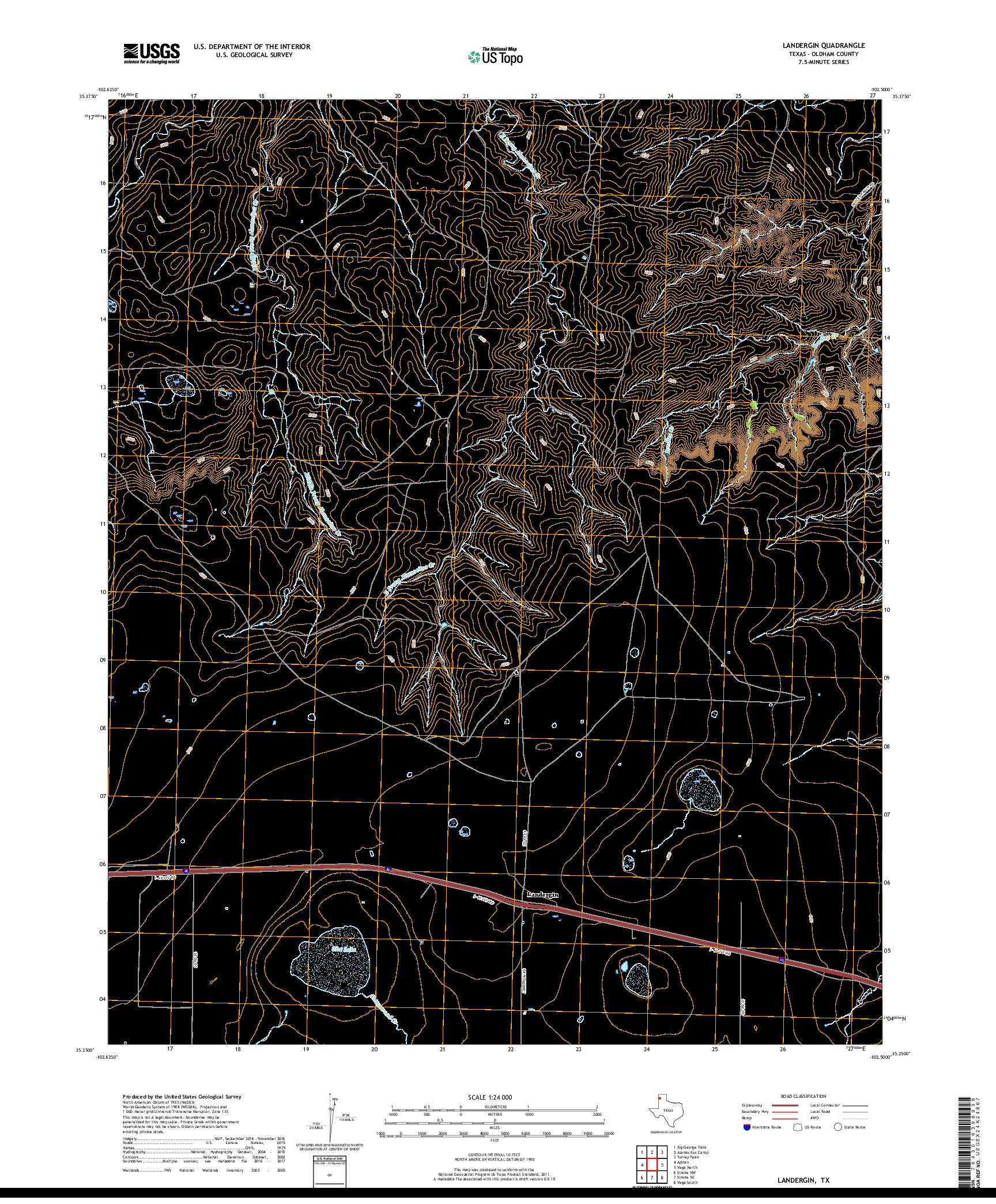 USGS US TOPO 7.5-MINUTE MAP FOR LANDERGIN, TX 2019