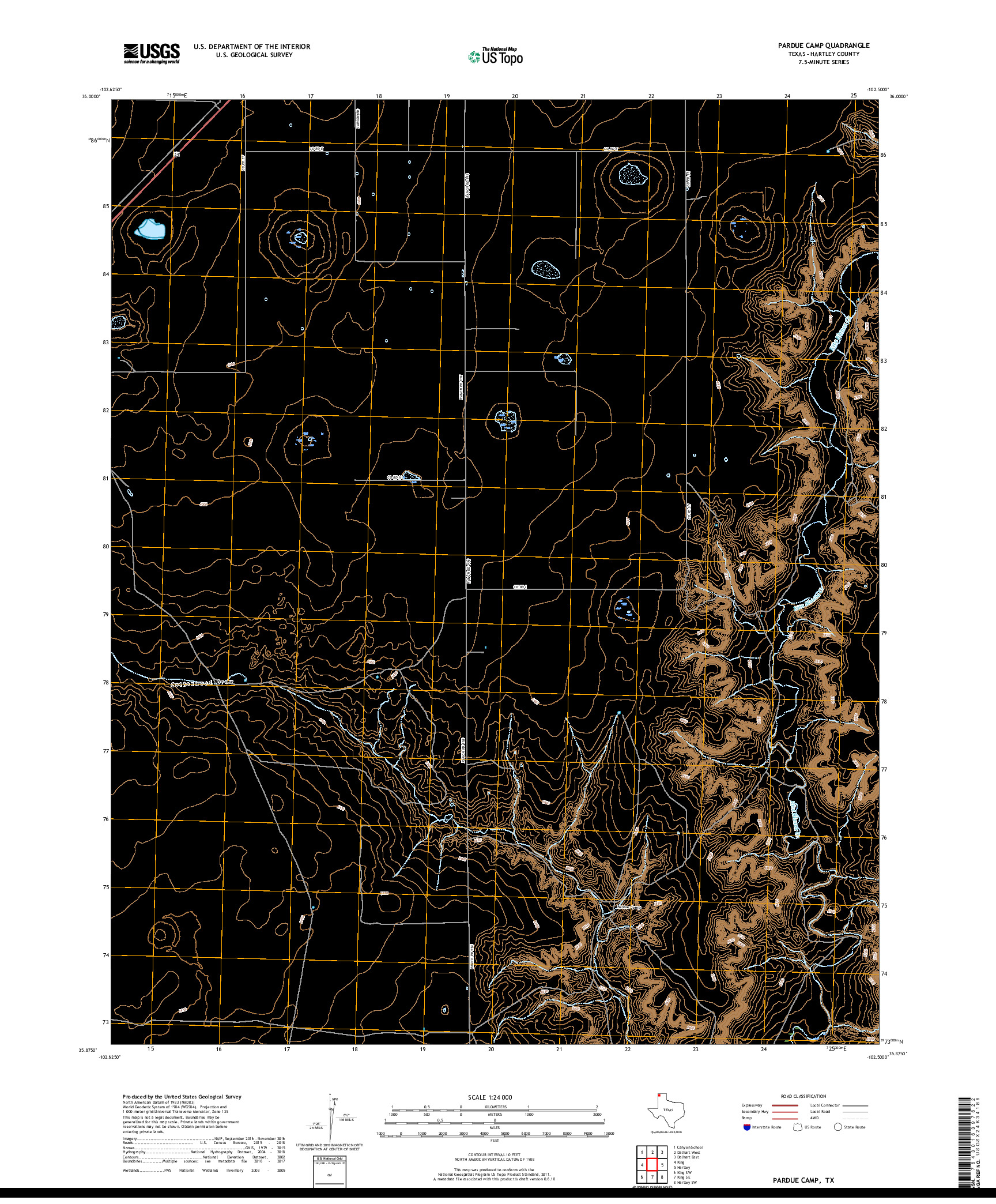 USGS US TOPO 7.5-MINUTE MAP FOR PARDUE CAMP, TX 2019