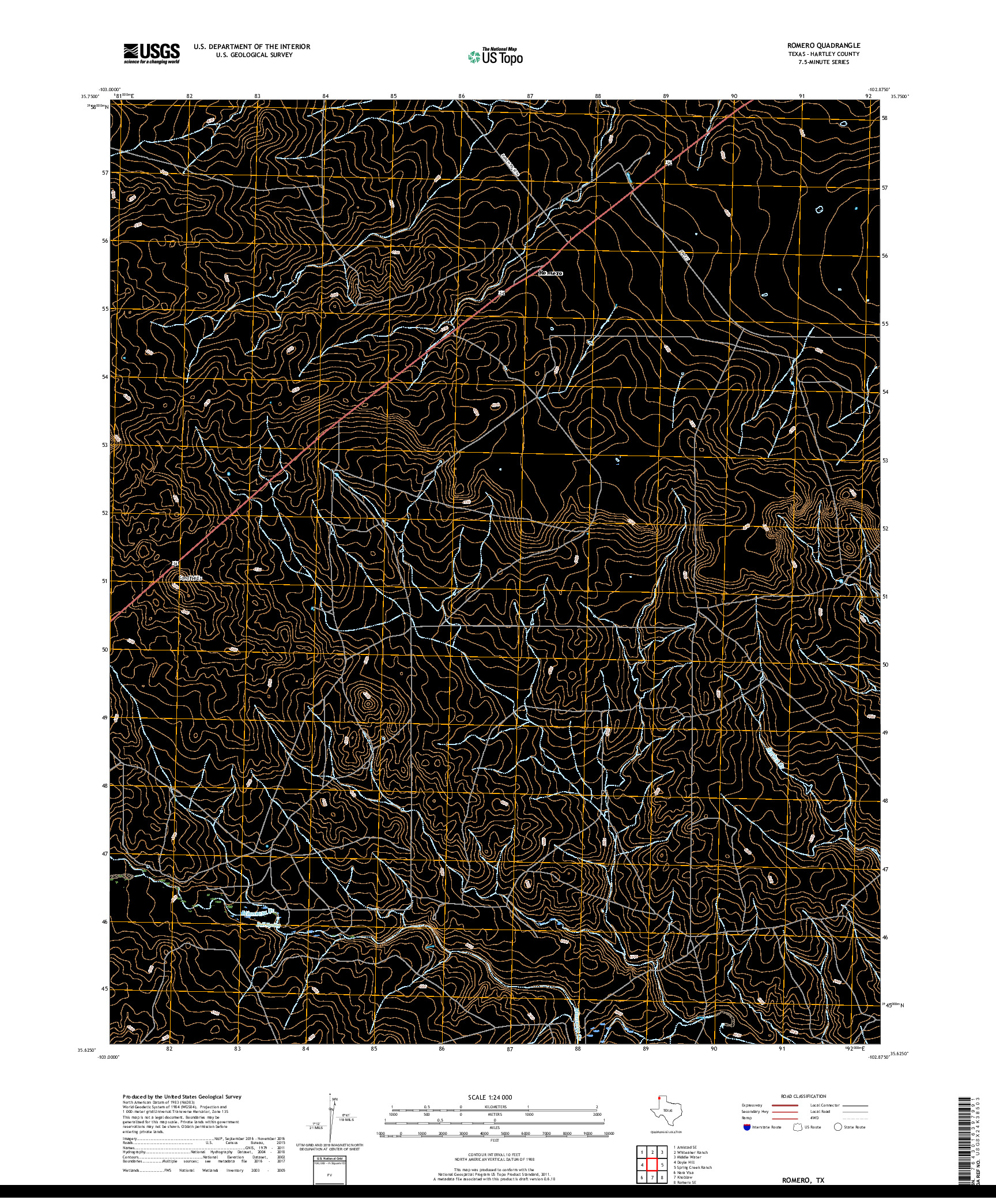 USGS US TOPO 7.5-MINUTE MAP FOR ROMERO, TX 2019
