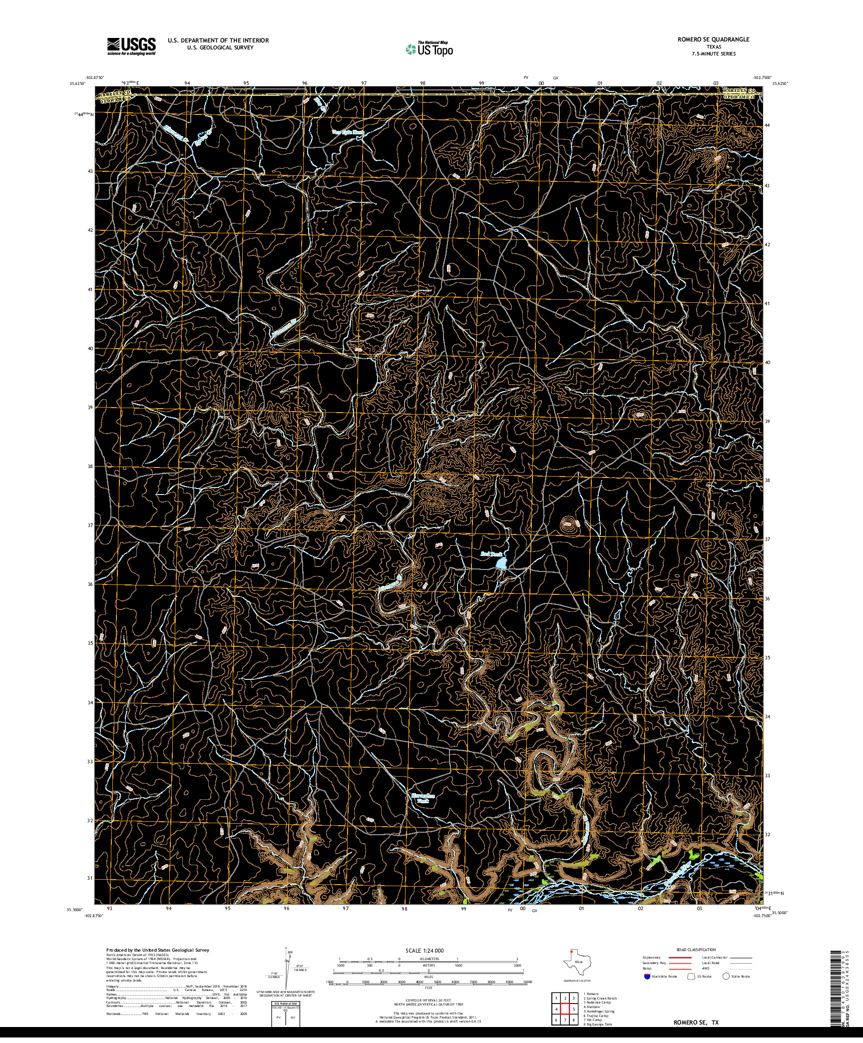 USGS US TOPO 7.5-MINUTE MAP FOR ROMERO SE, TX 2019