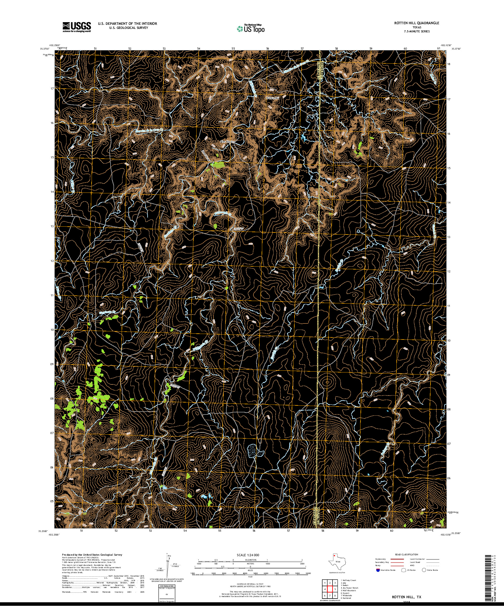 USGS US TOPO 7.5-MINUTE MAP FOR ROTTEN HILL, TX 2019