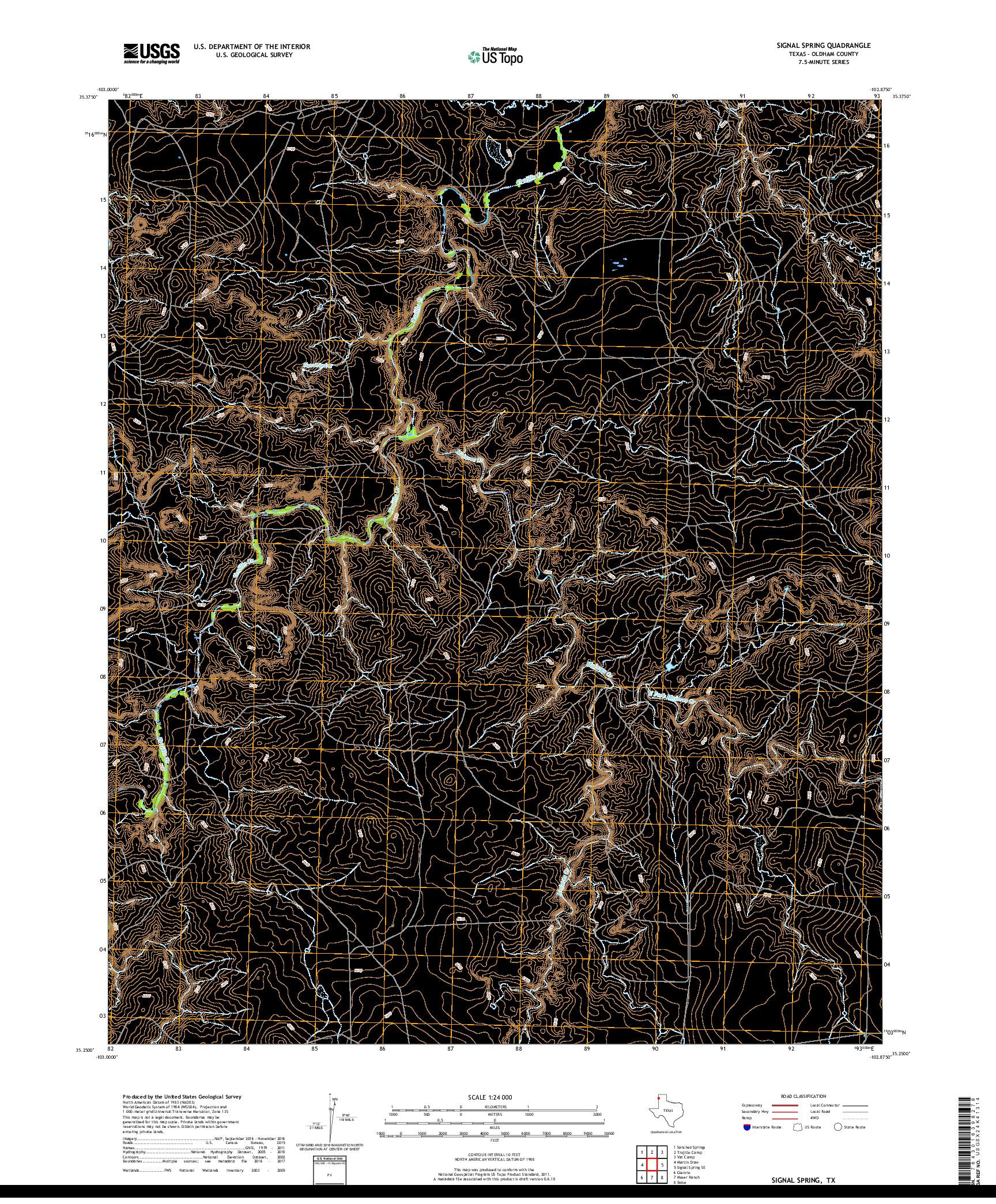 USGS US TOPO 7.5-MINUTE MAP FOR SIGNAL SPRING, TX 2019