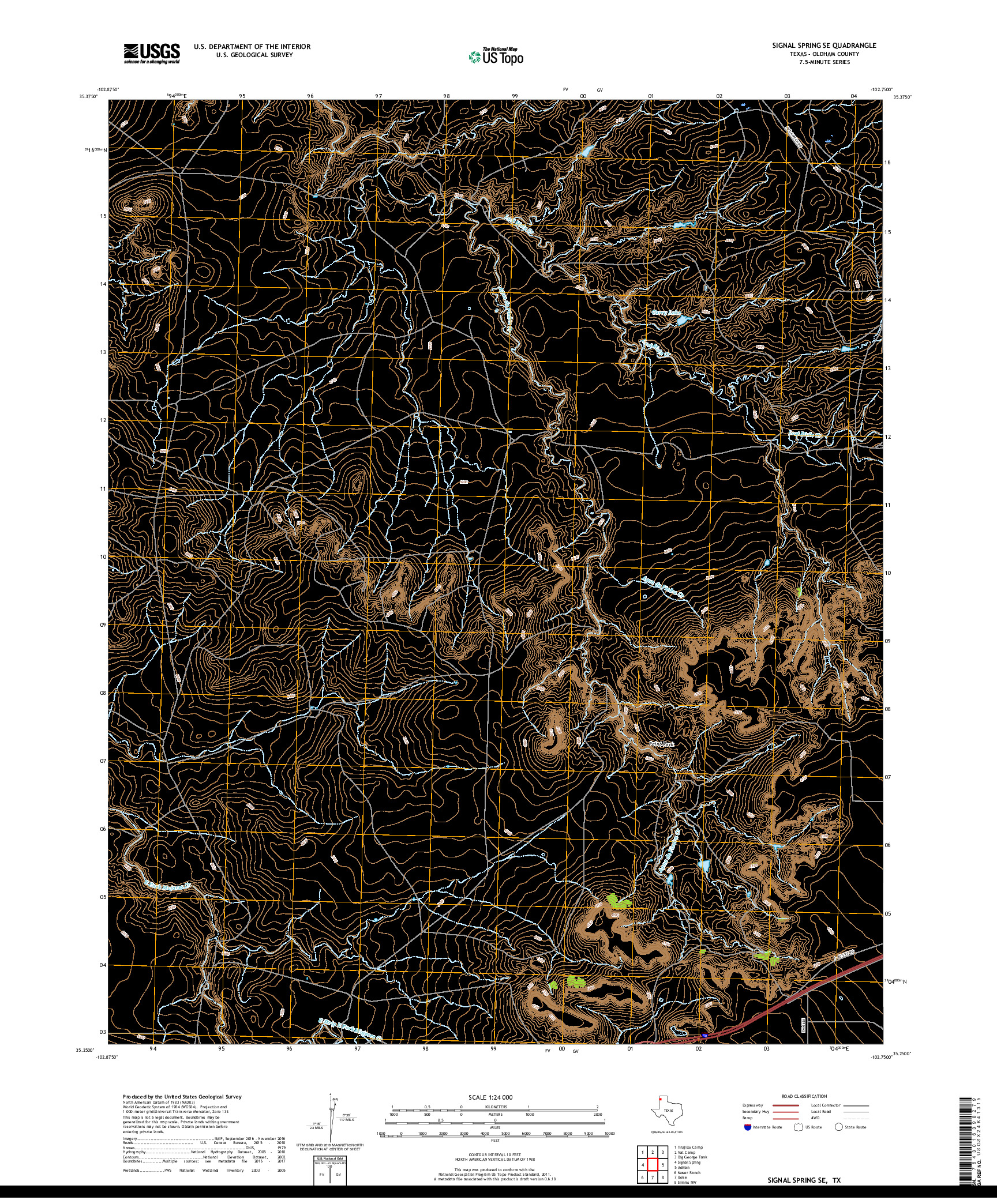 USGS US TOPO 7.5-MINUTE MAP FOR SIGNAL SPRING SE, TX 2019
