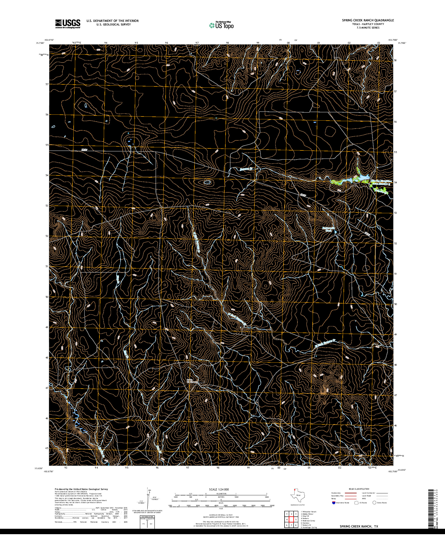 USGS US TOPO 7.5-MINUTE MAP FOR SPRING CREEK RANCH, TX 2019