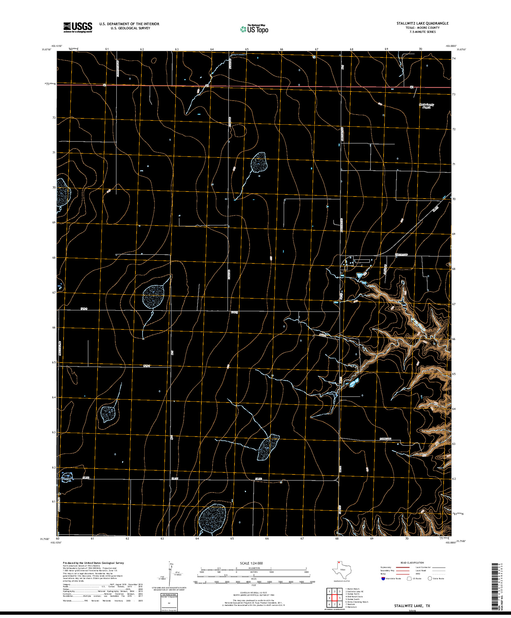 USGS US TOPO 7.5-MINUTE MAP FOR STALLWITZ LAKE, TX 2019
