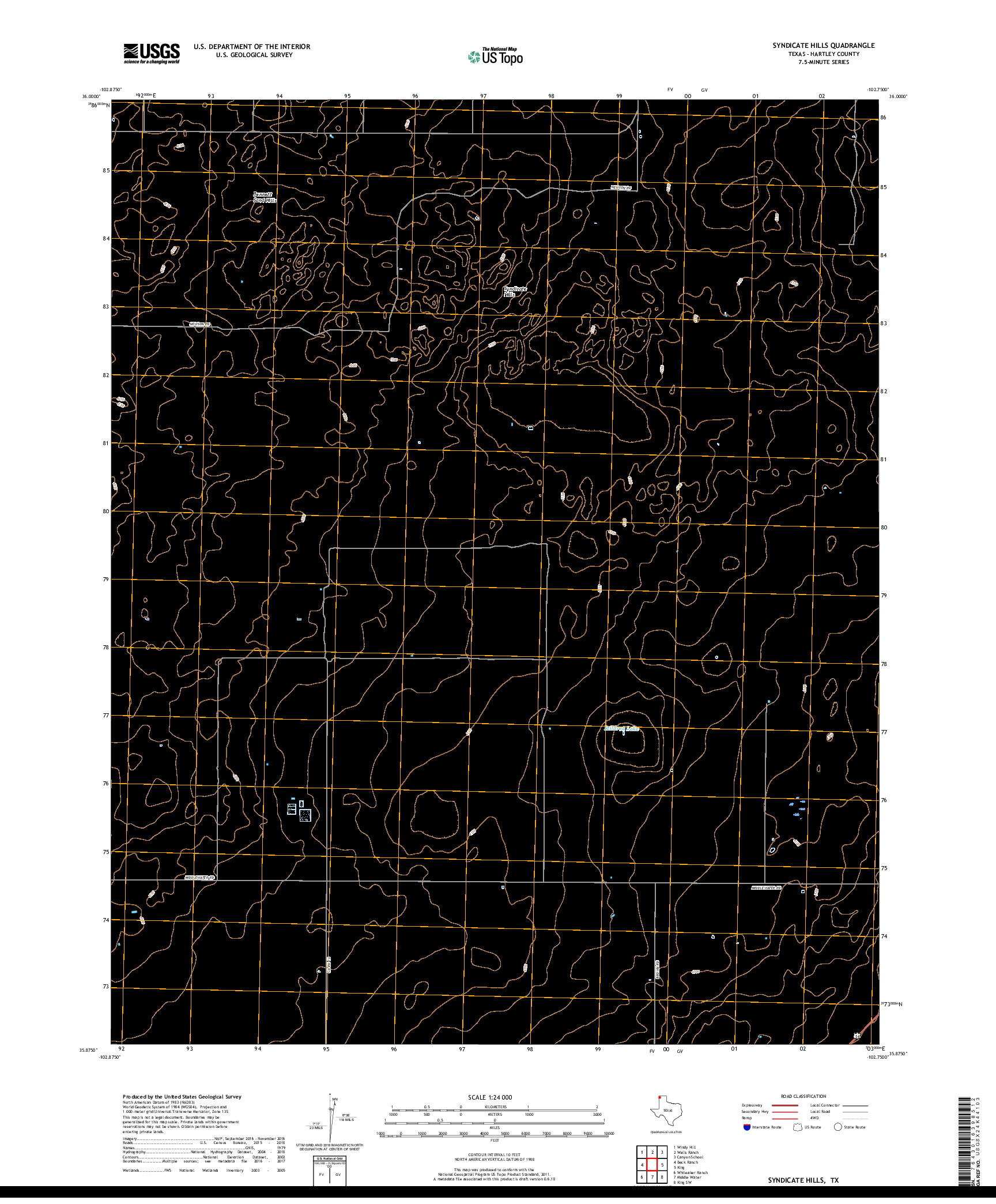 USGS US TOPO 7.5-MINUTE MAP FOR SYNDICATE HILLS, TX 2019