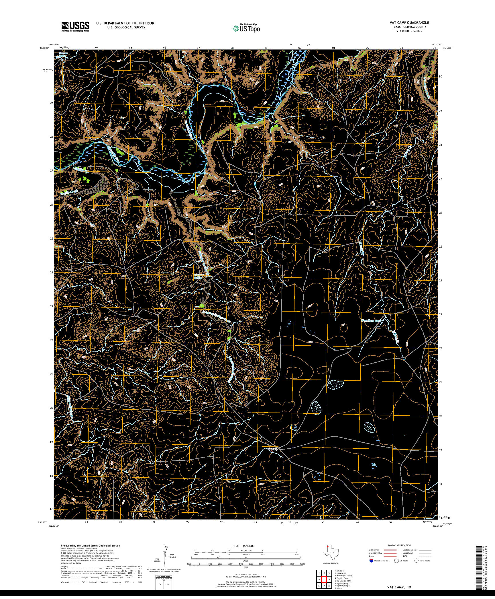USGS US TOPO 7.5-MINUTE MAP FOR VAT CAMP, TX 2019
