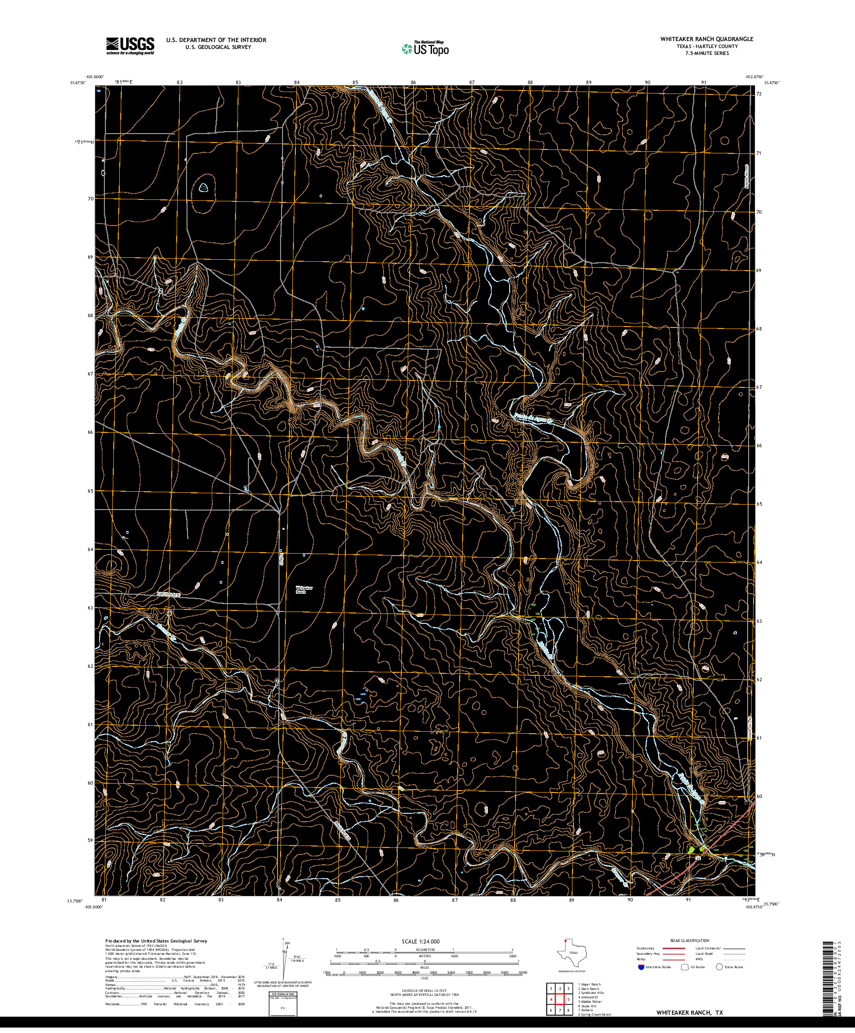 USGS US TOPO 7.5-MINUTE MAP FOR WHITEAKER RANCH, TX 2019
