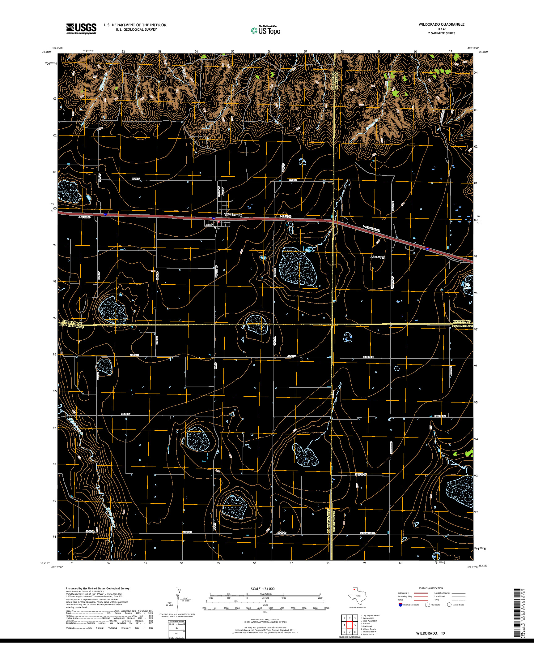 USGS US TOPO 7.5-MINUTE MAP FOR WILDORADO, TX 2019