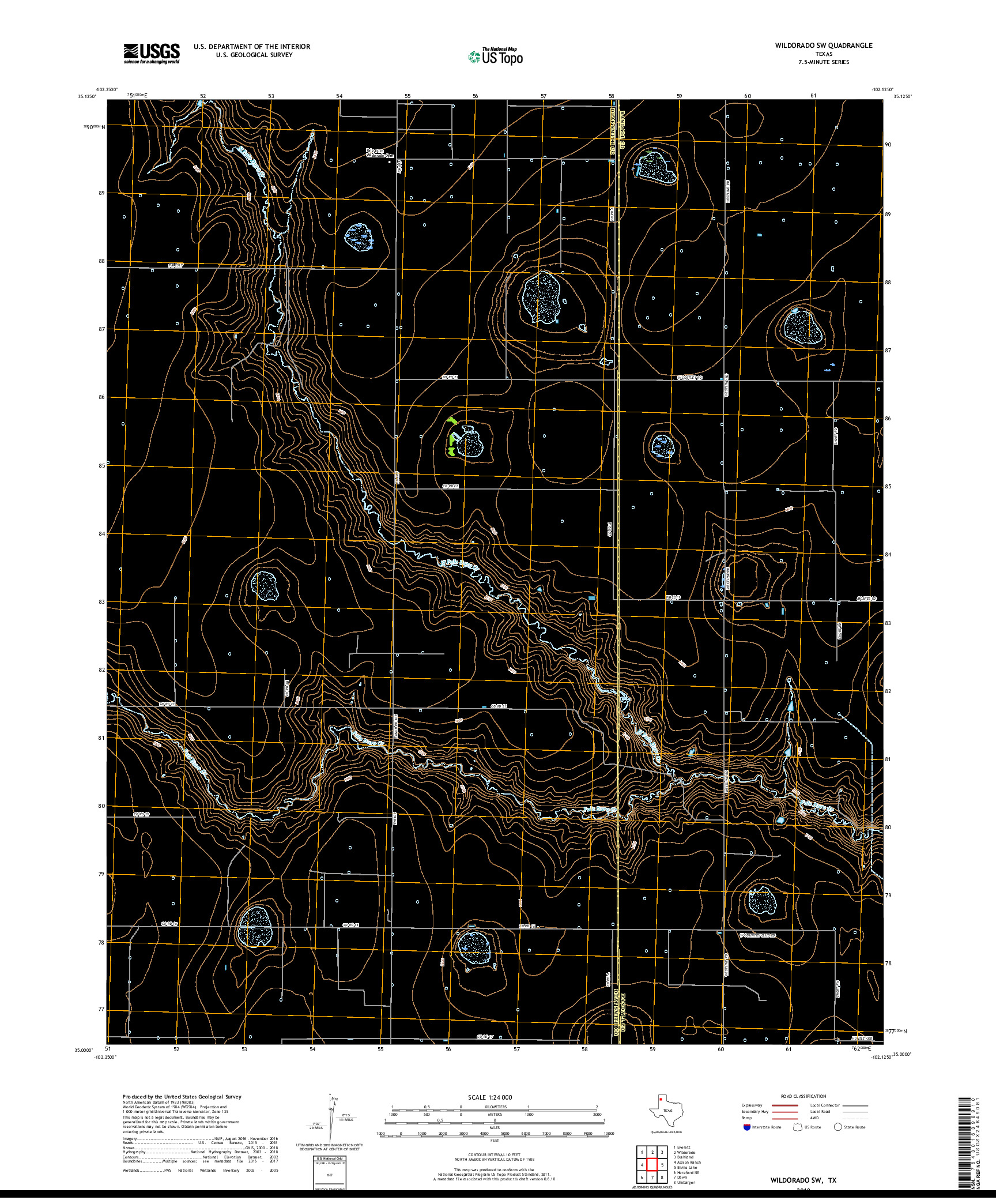 USGS US TOPO 7.5-MINUTE MAP FOR WILDORADO SW, TX 2019