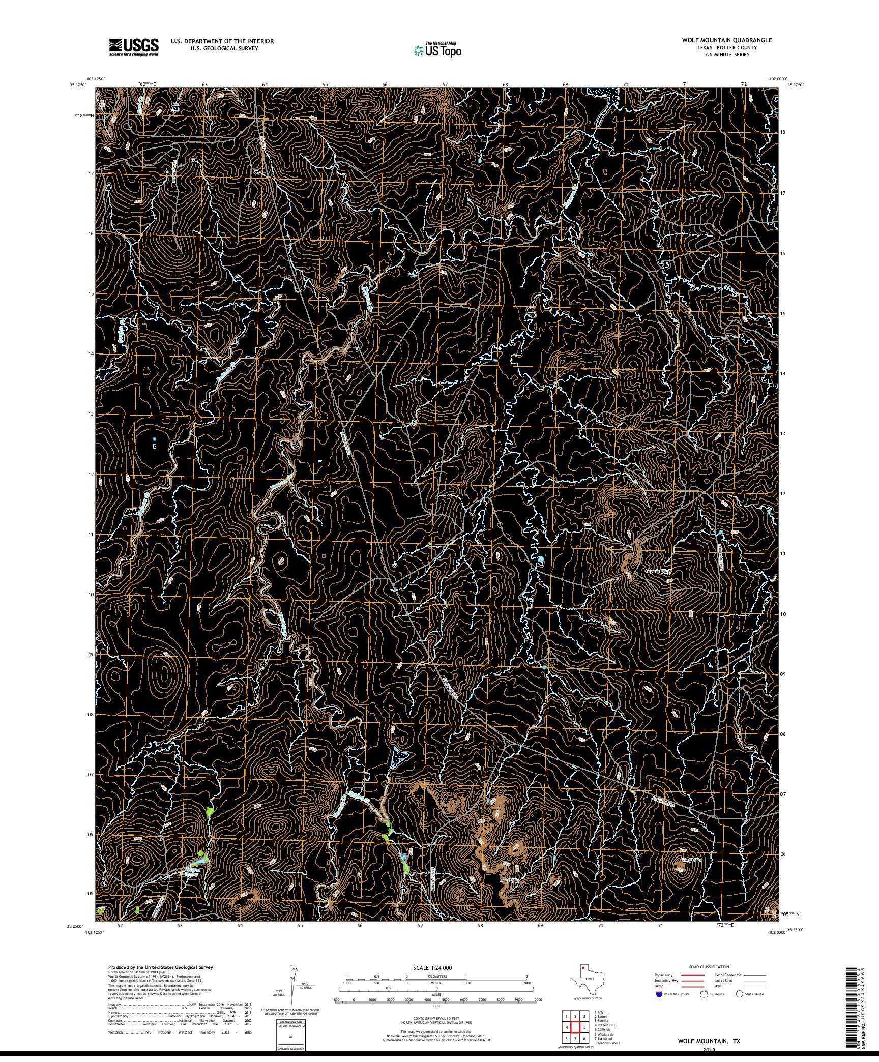 USGS US TOPO 7.5-MINUTE MAP FOR WOLF MOUNTAIN, TX 2019
