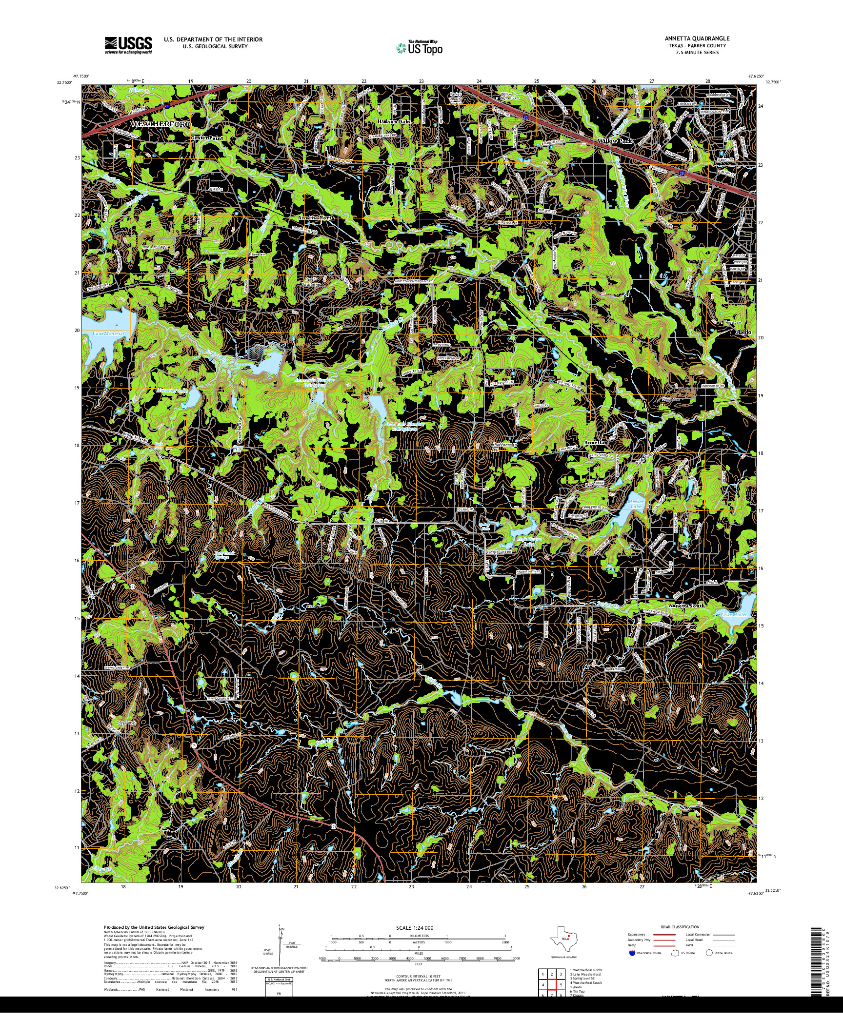 USGS US TOPO 7.5-MINUTE MAP FOR ANNETTA, TX 2019