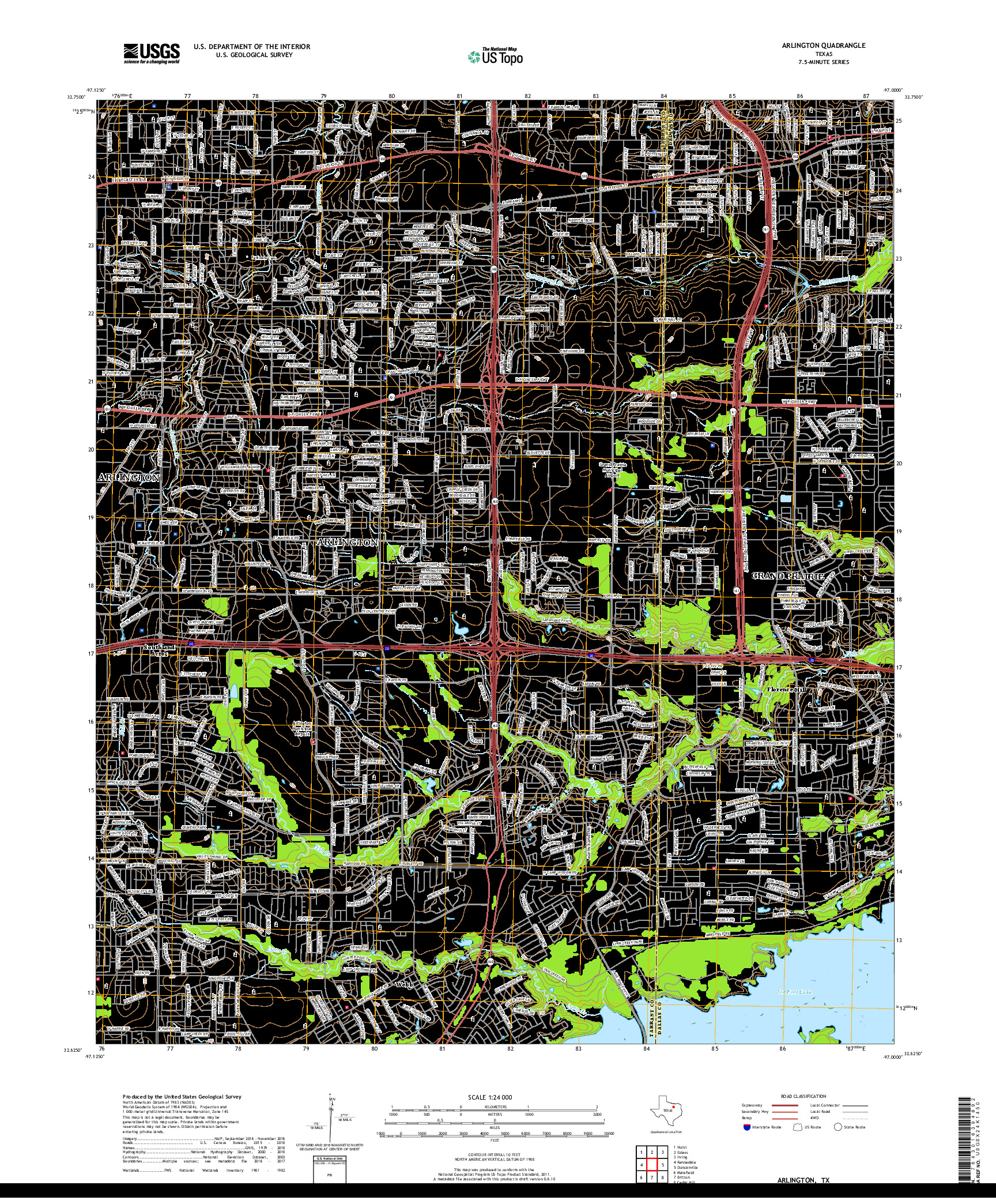 USGS US TOPO 7.5-MINUTE MAP FOR ARLINGTON, TX 2019