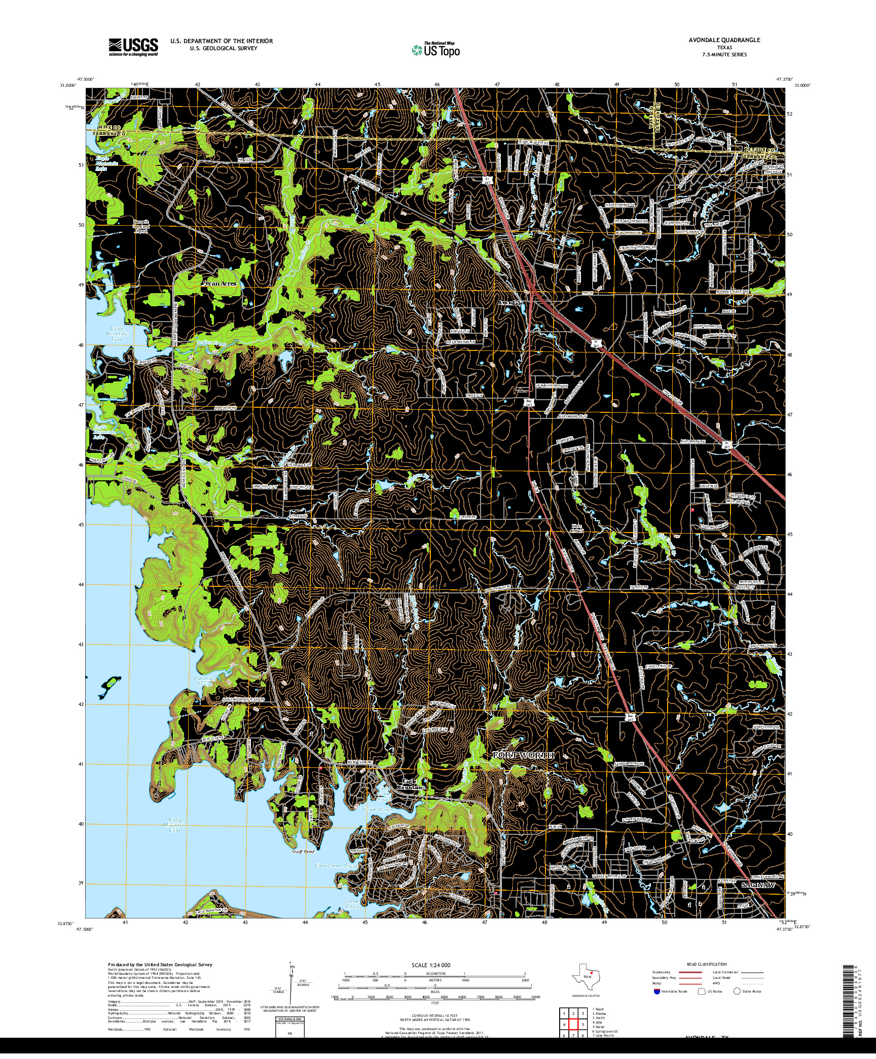 USGS US TOPO 7.5-MINUTE MAP FOR AVONDALE, TX 2019