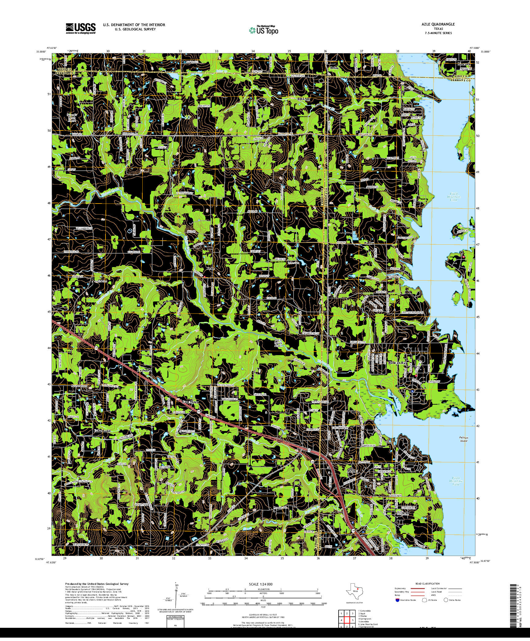 USGS US TOPO 7.5-MINUTE MAP FOR AZLE, TX 2019