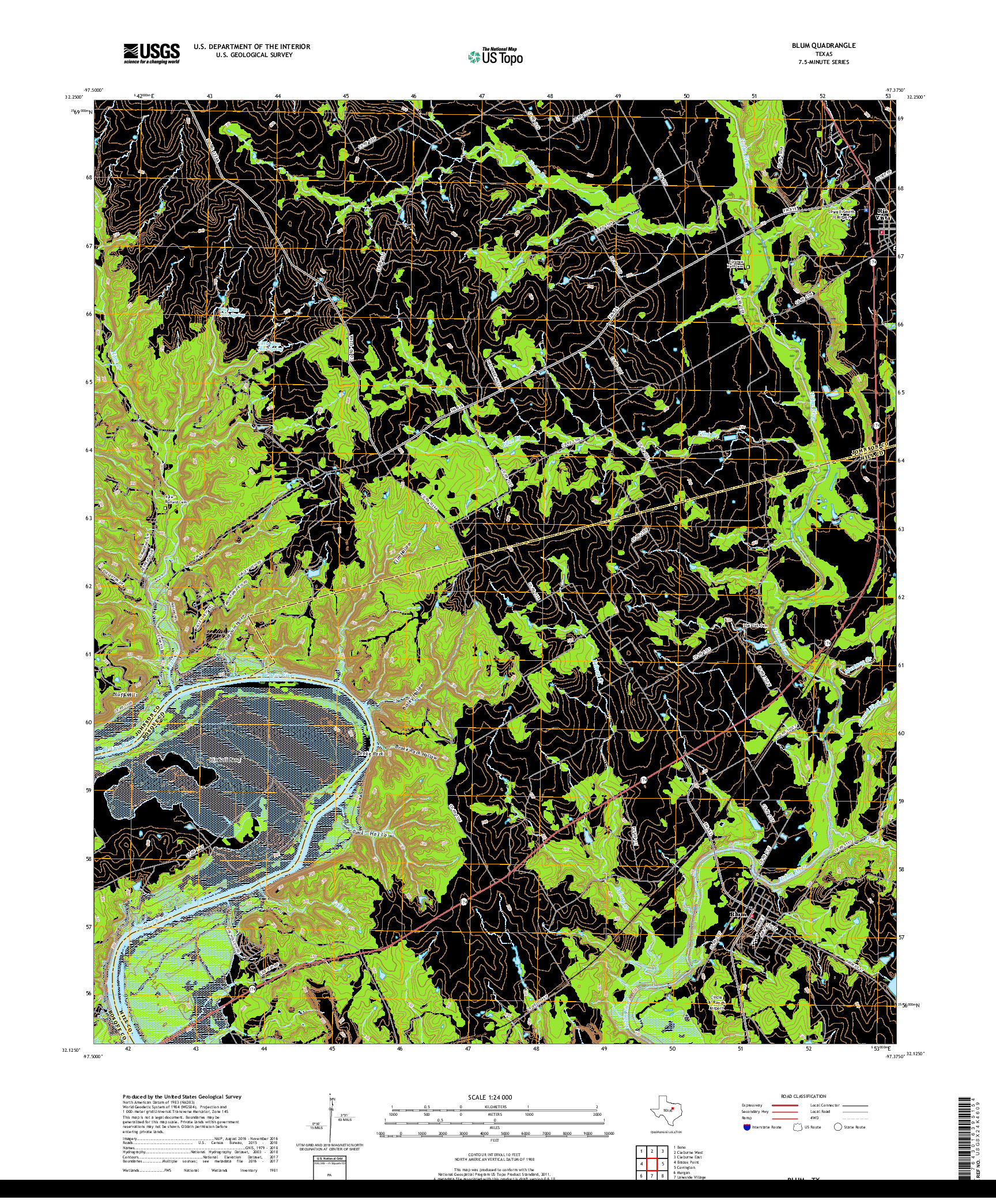 USGS US TOPO 7.5-MINUTE MAP FOR BLUM, TX 2019