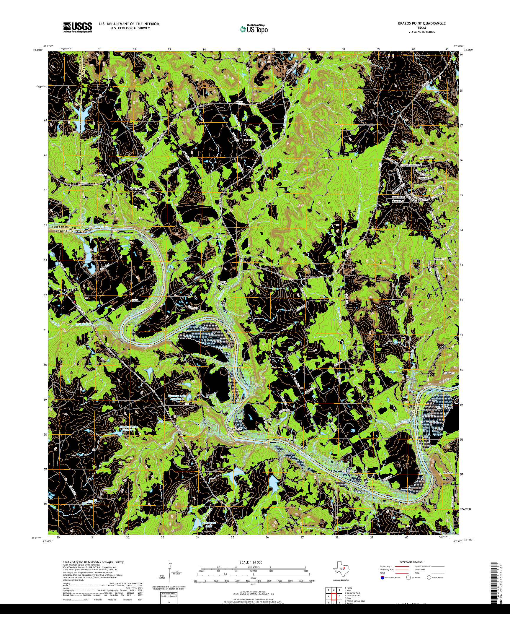 USGS US TOPO 7.5-MINUTE MAP FOR BRAZOS POINT, TX 2019