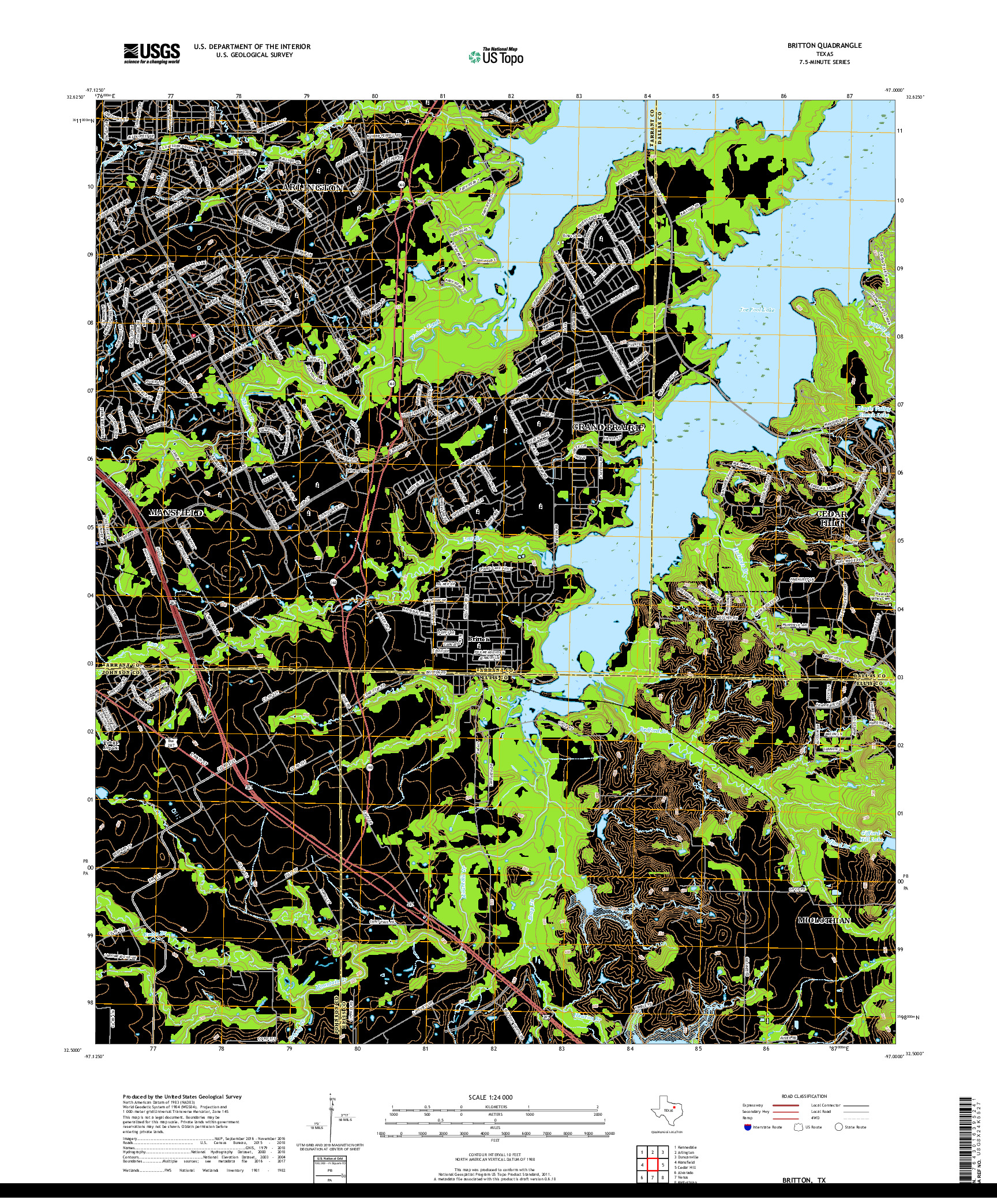 USGS US TOPO 7.5-MINUTE MAP FOR BRITTON, TX 2019